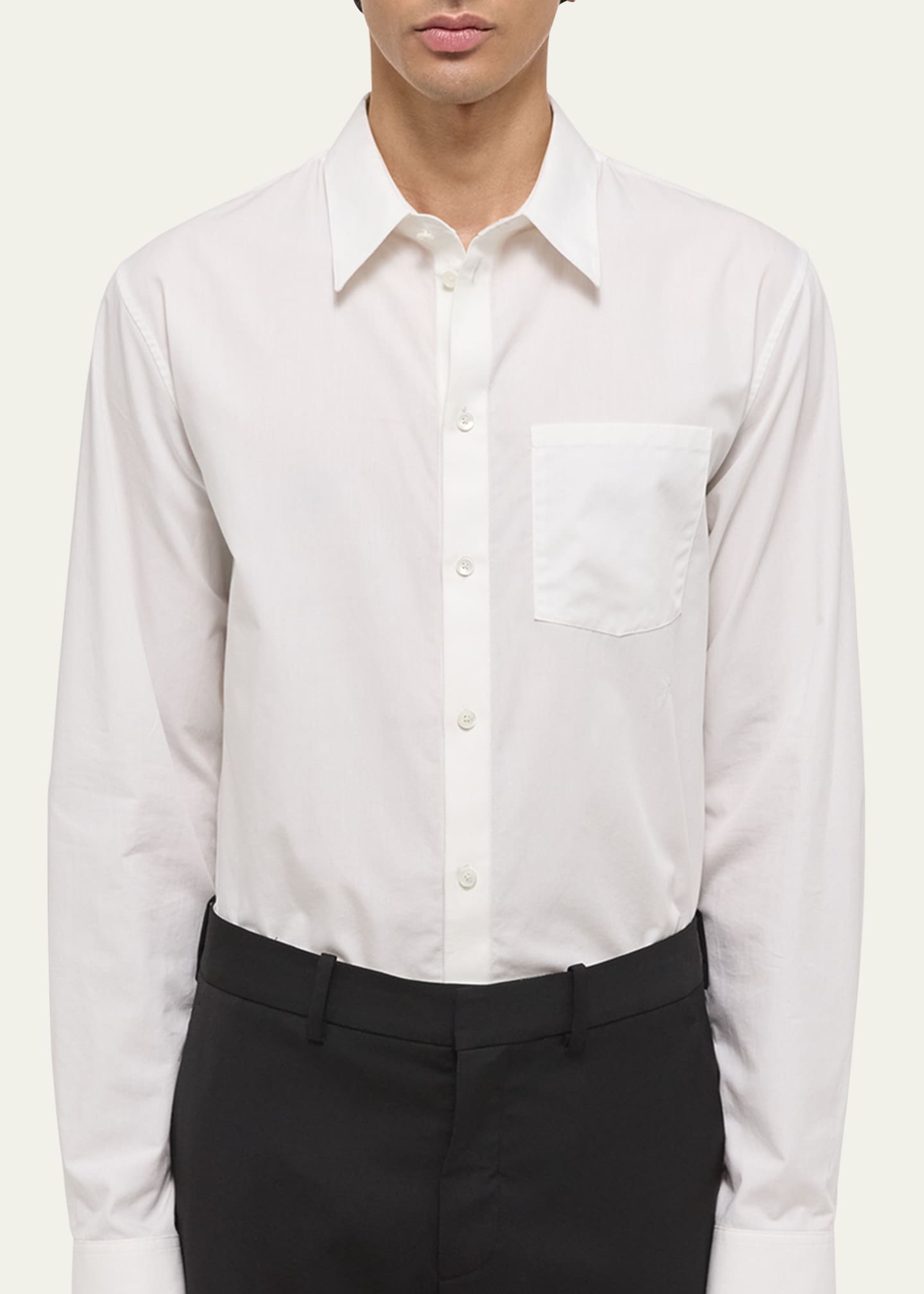 Helmut Lang Men's Classic Button-Down Soft Cotton Shirt Image 5 of 5