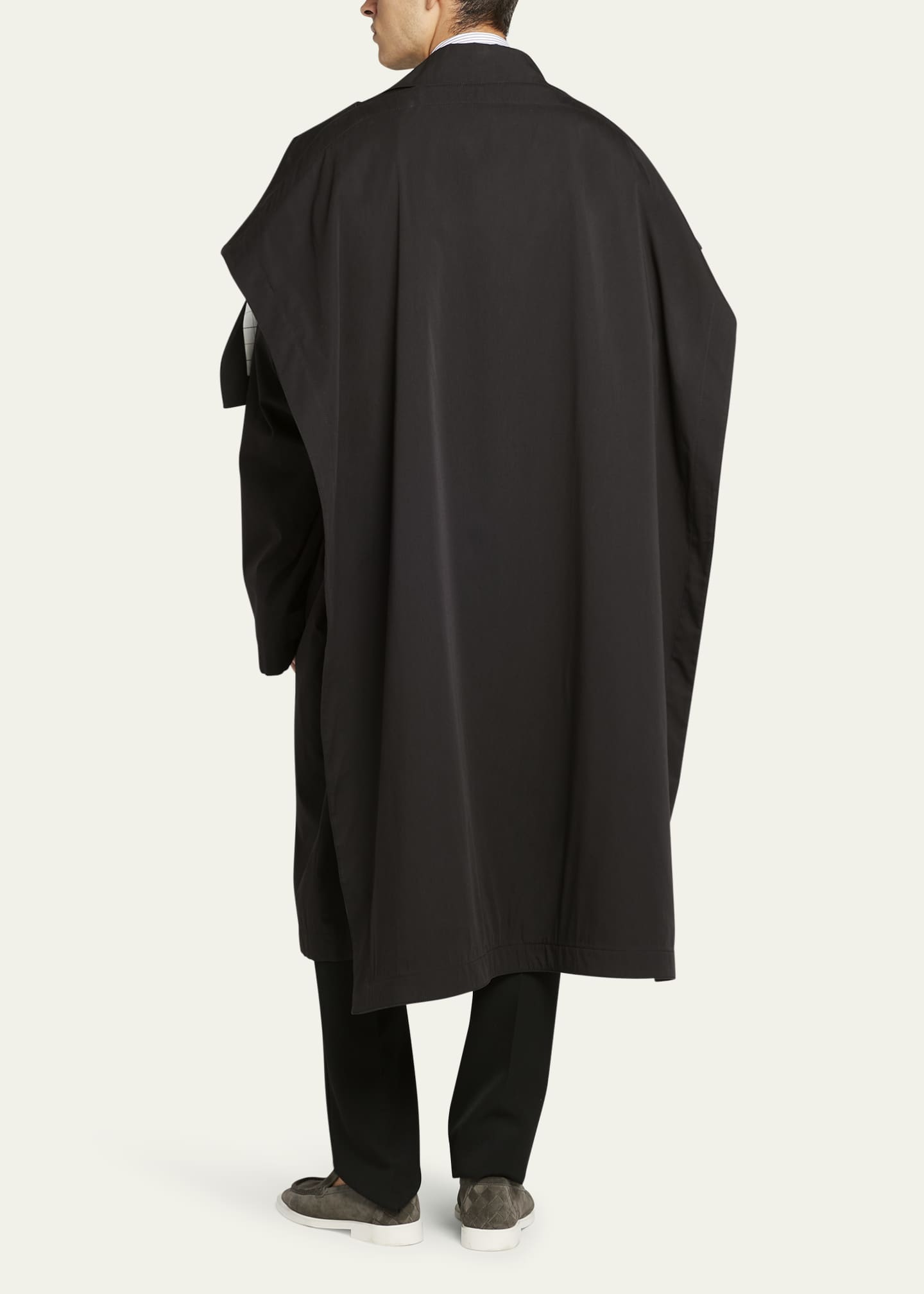 Bottega Veneta Men's Check-Lined Cotton Cape Image 3 of 5