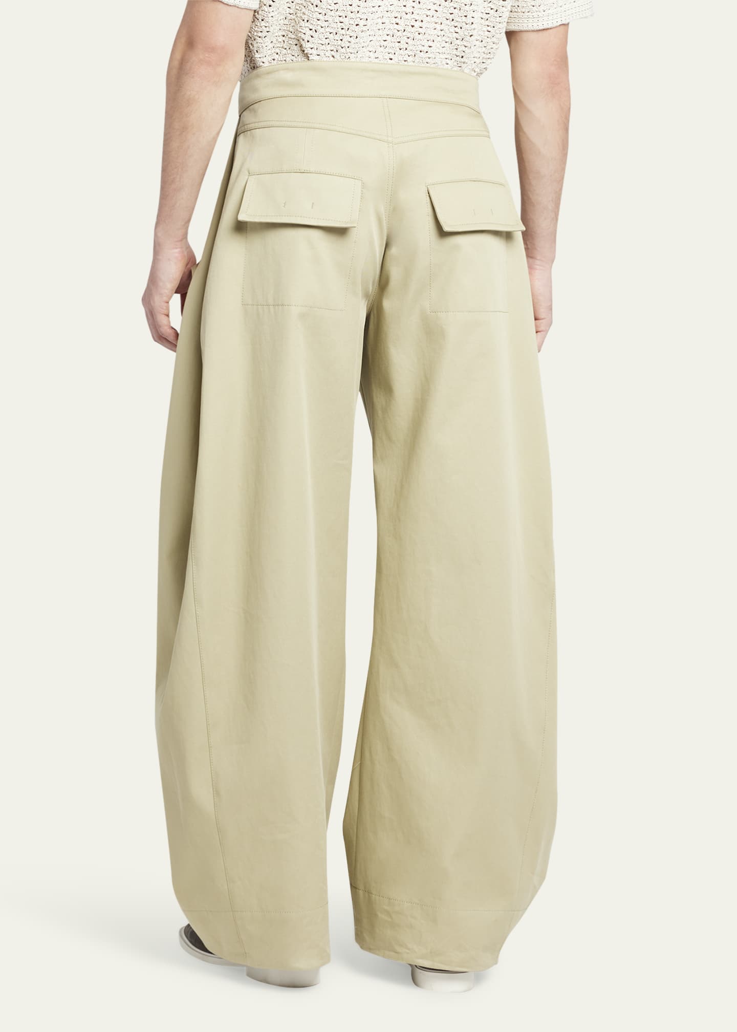 Bottega Veneta Men's Wide-Leg Pants with Sailor Flap