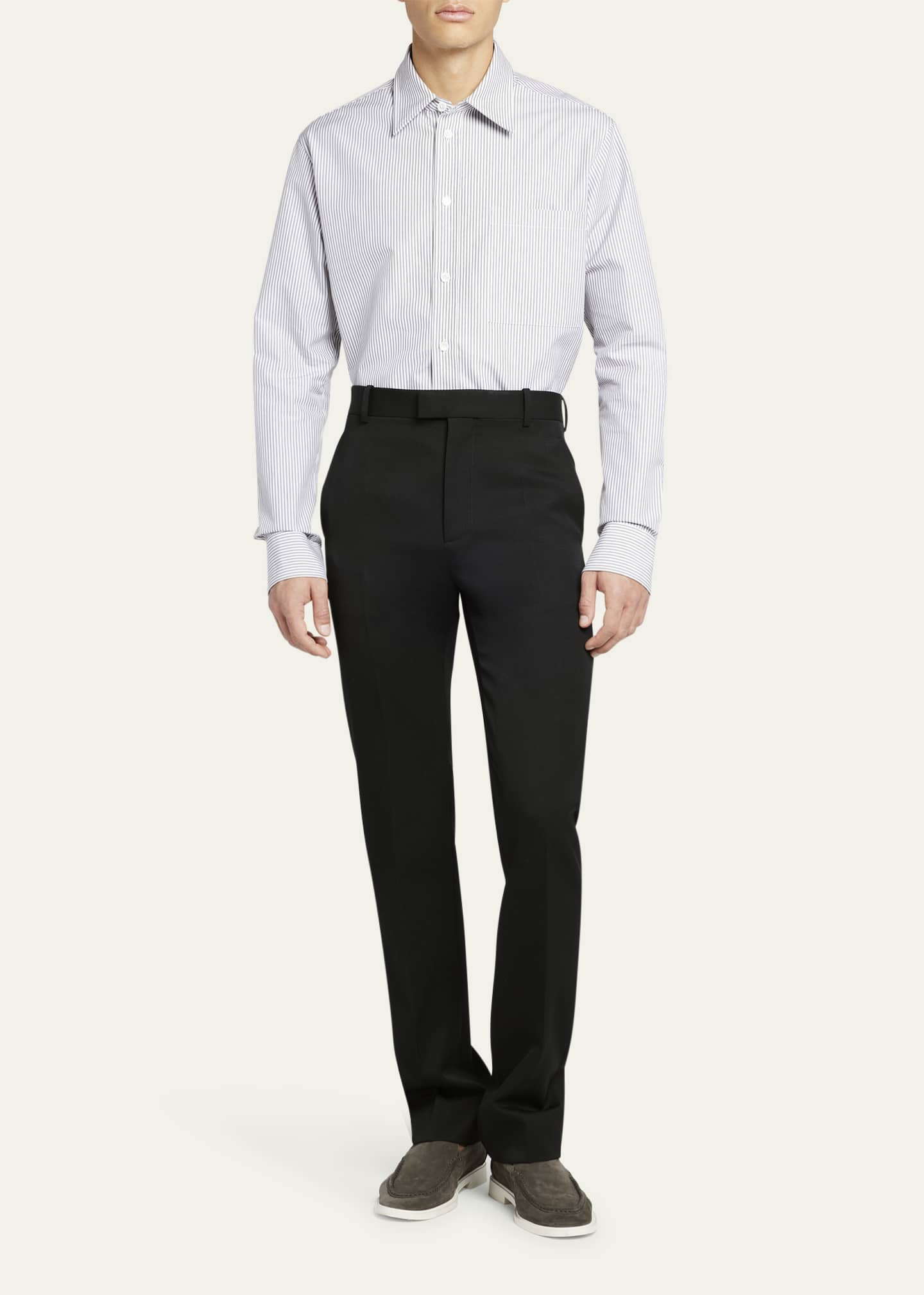 Bottega Veneta Men's Striped Dress Shirt with Large Pocket Image 2 of 5