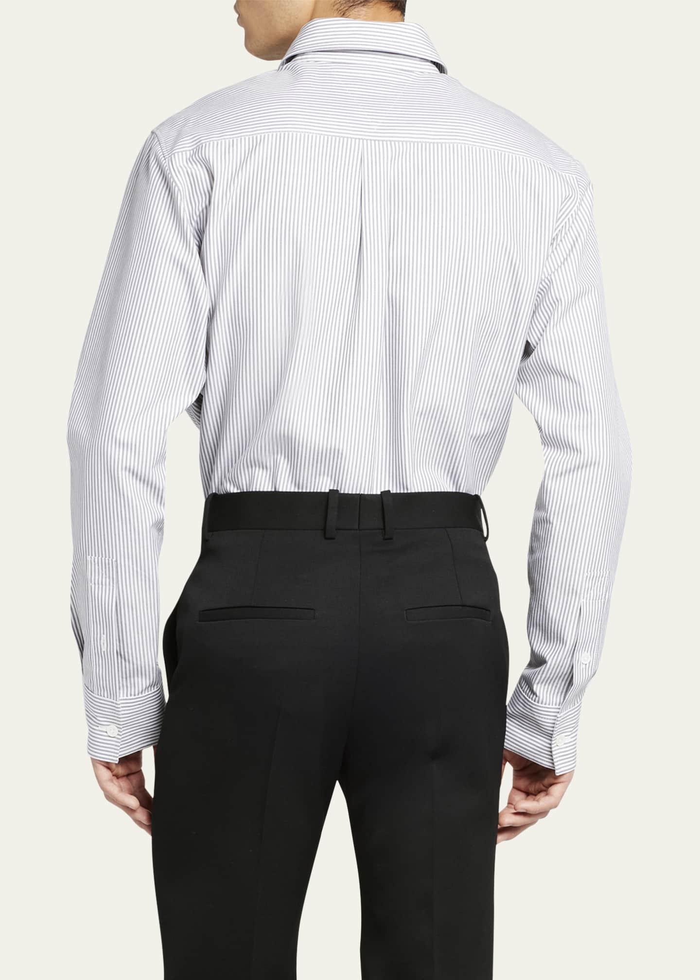 Bottega Veneta Men's Striped Dress Shirt with Large Pocket Image 3 of 5