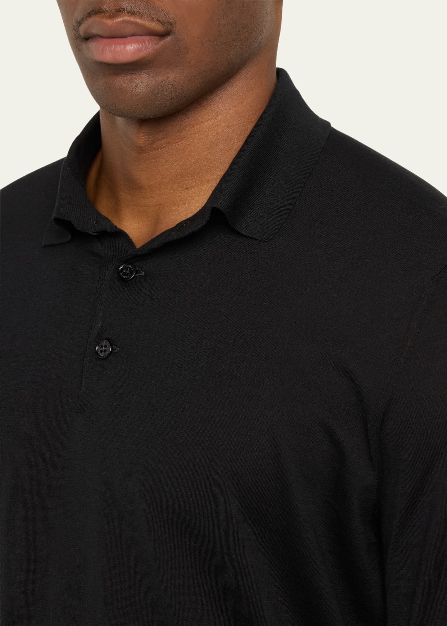 Brunello Cucinelli Men's Cotton-Silk Polo Shirt Image 5 of 5