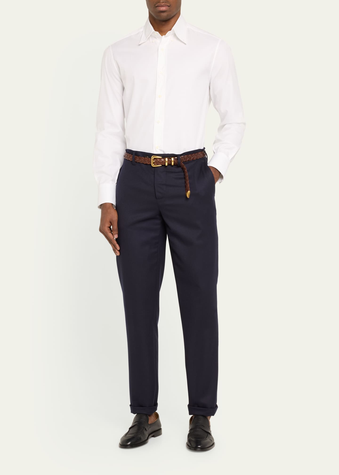Brunello Cucinelli Men's Sea Island Cotton Sport Shirt Image 2 of 5