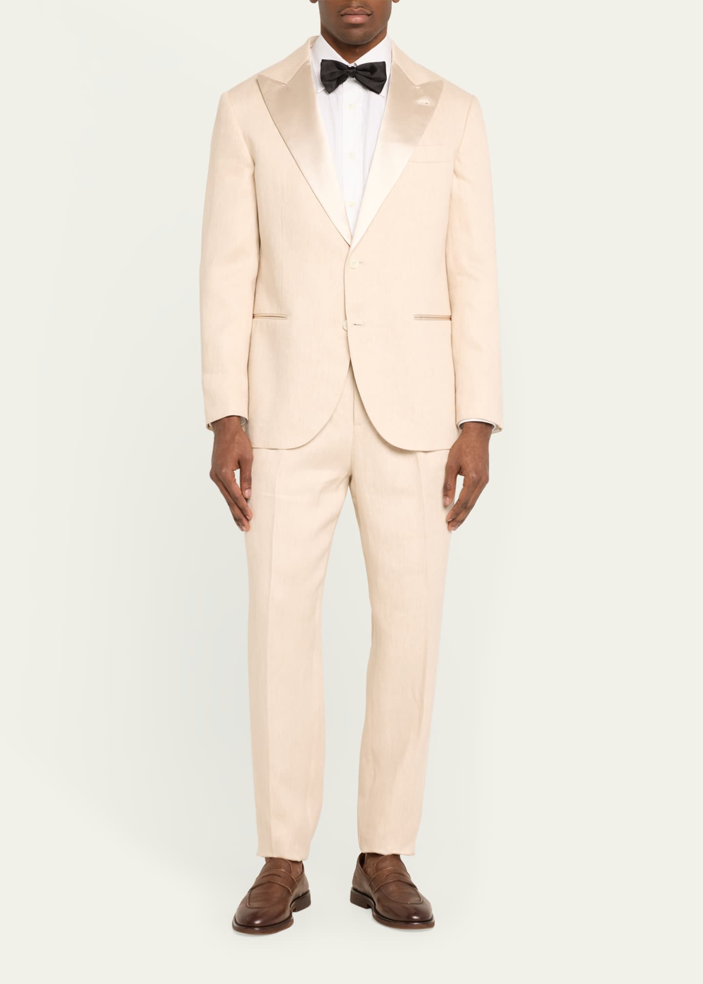 Brunello Cucinelli Men's Linen-Blend Peak Tuxedo Image 2 of 5