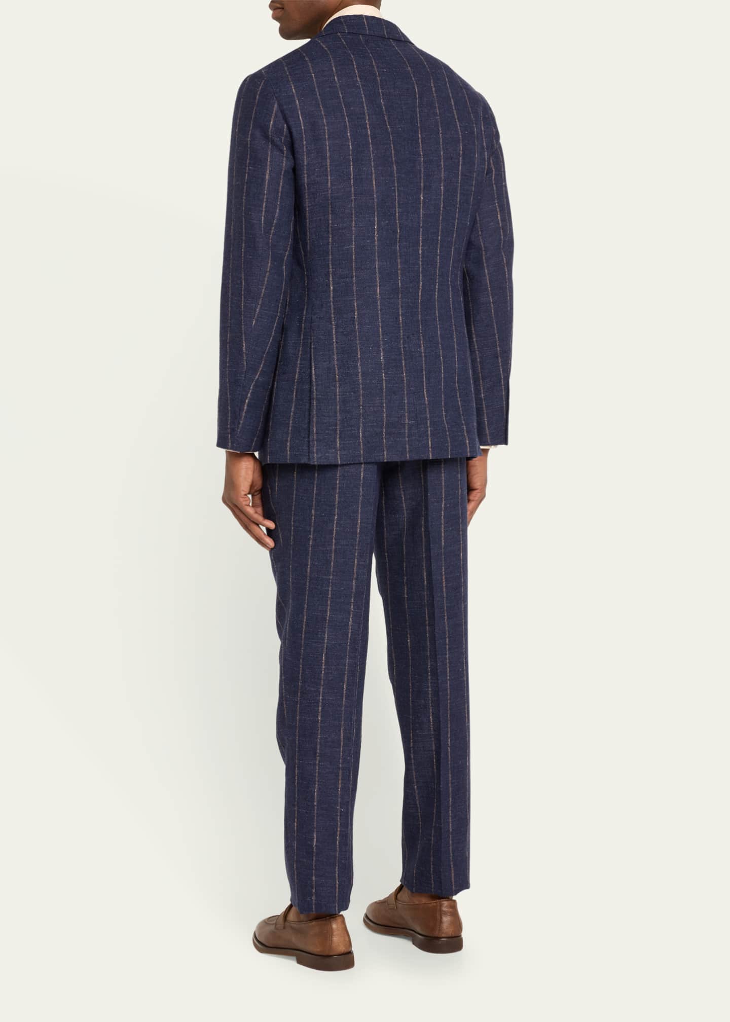 Brunello Cucinelli Men's Striped Linen-Blend Suit Image 3 of 5