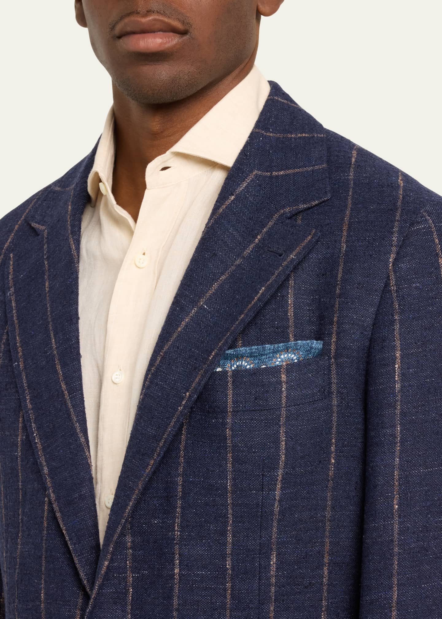 Brunello Cucinelli Men's Striped Linen-Blend Suit Image 5 of 5