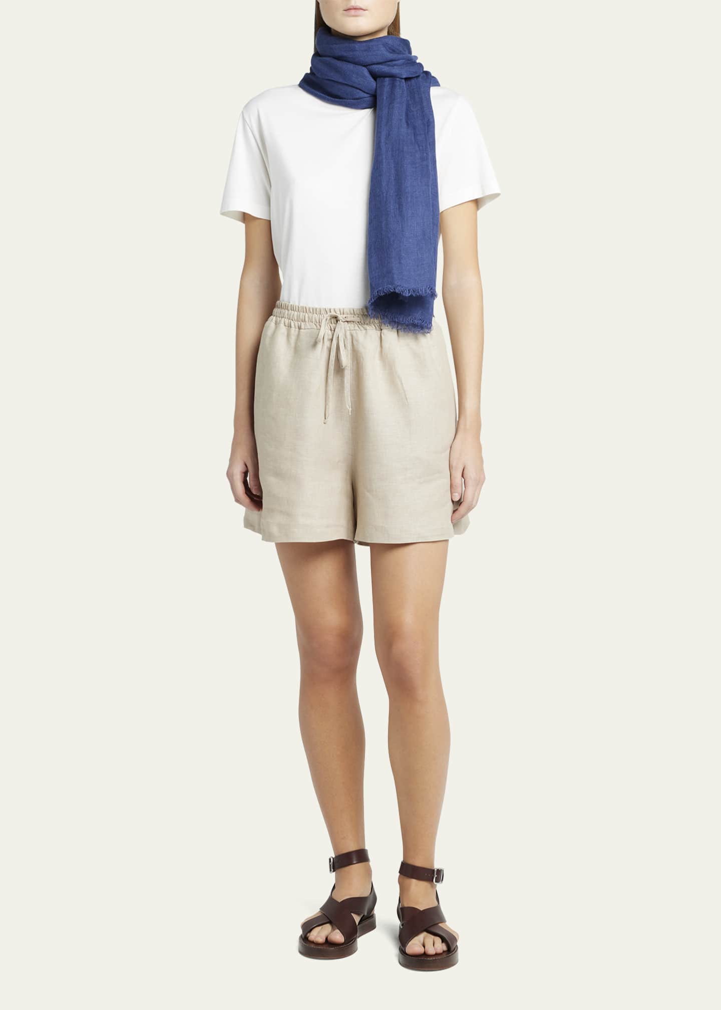 Loro Piana Jacquard Blue Linen & Silk Stole Image 2 of 4