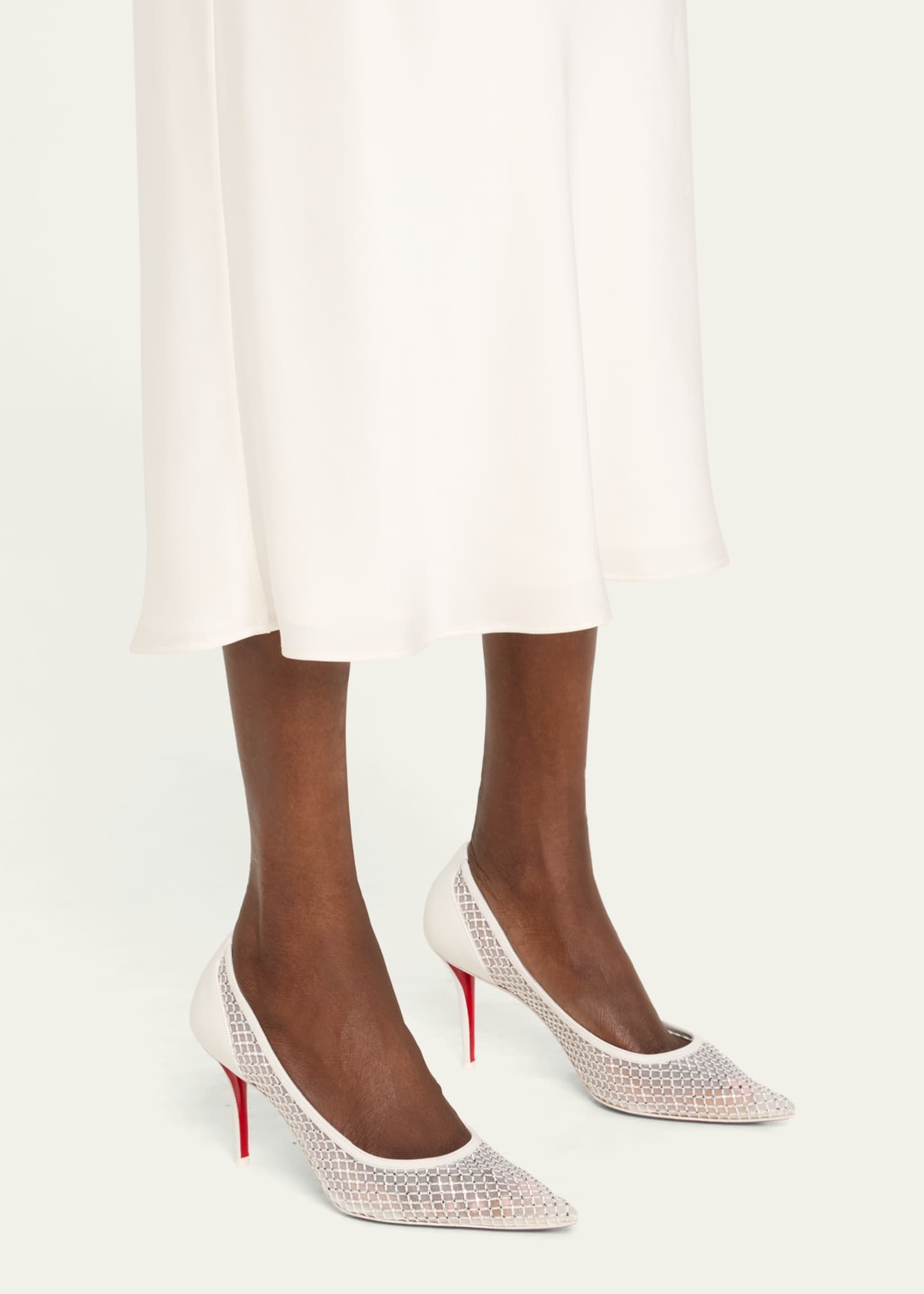 Christian Louboutin Apostropha Mesh Strass Red Sole Pumps Image 2 of 5