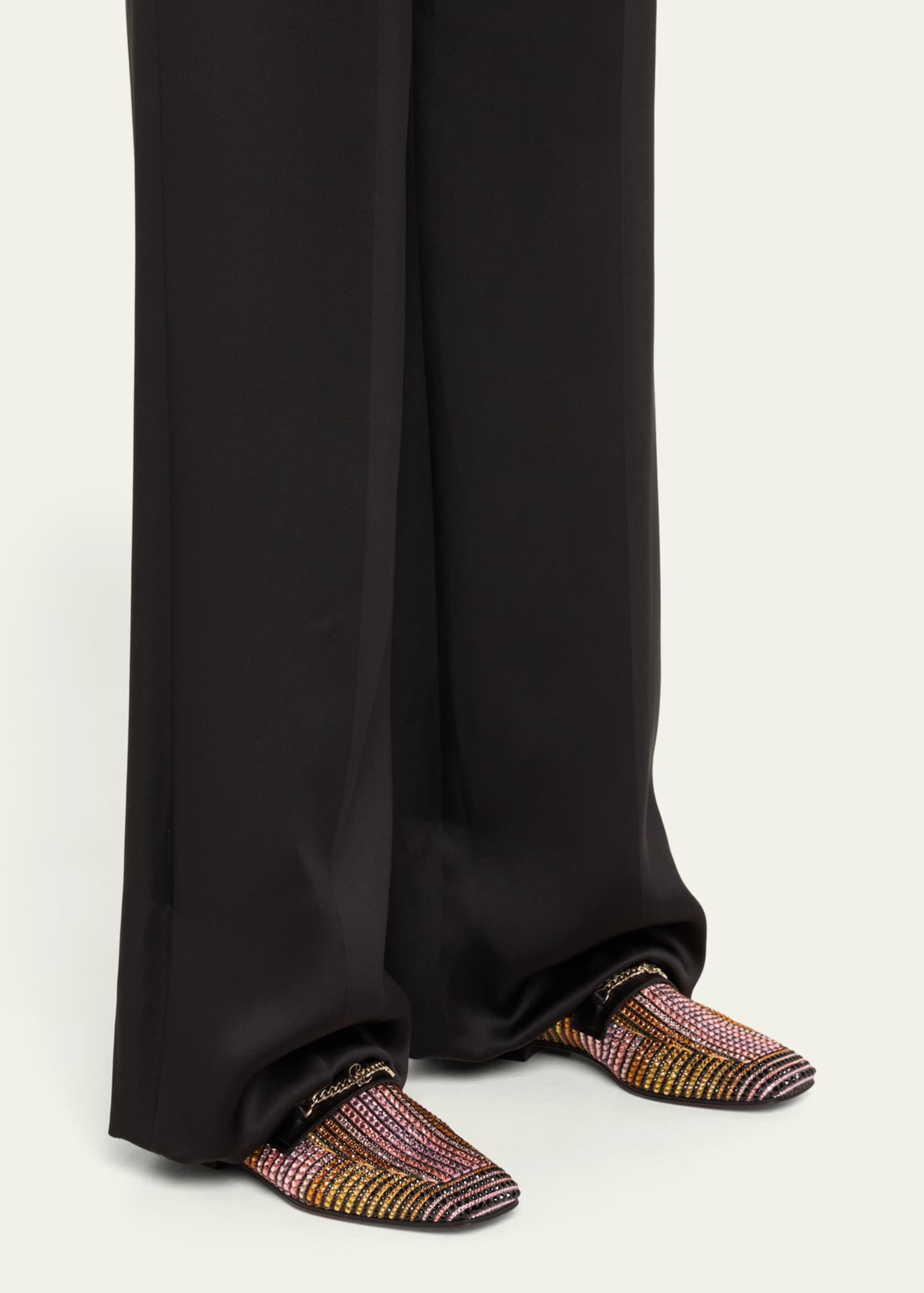 Christian Louboutin MJ Aftersun Strass Chain Red Sole Loafers Image 2 of 5