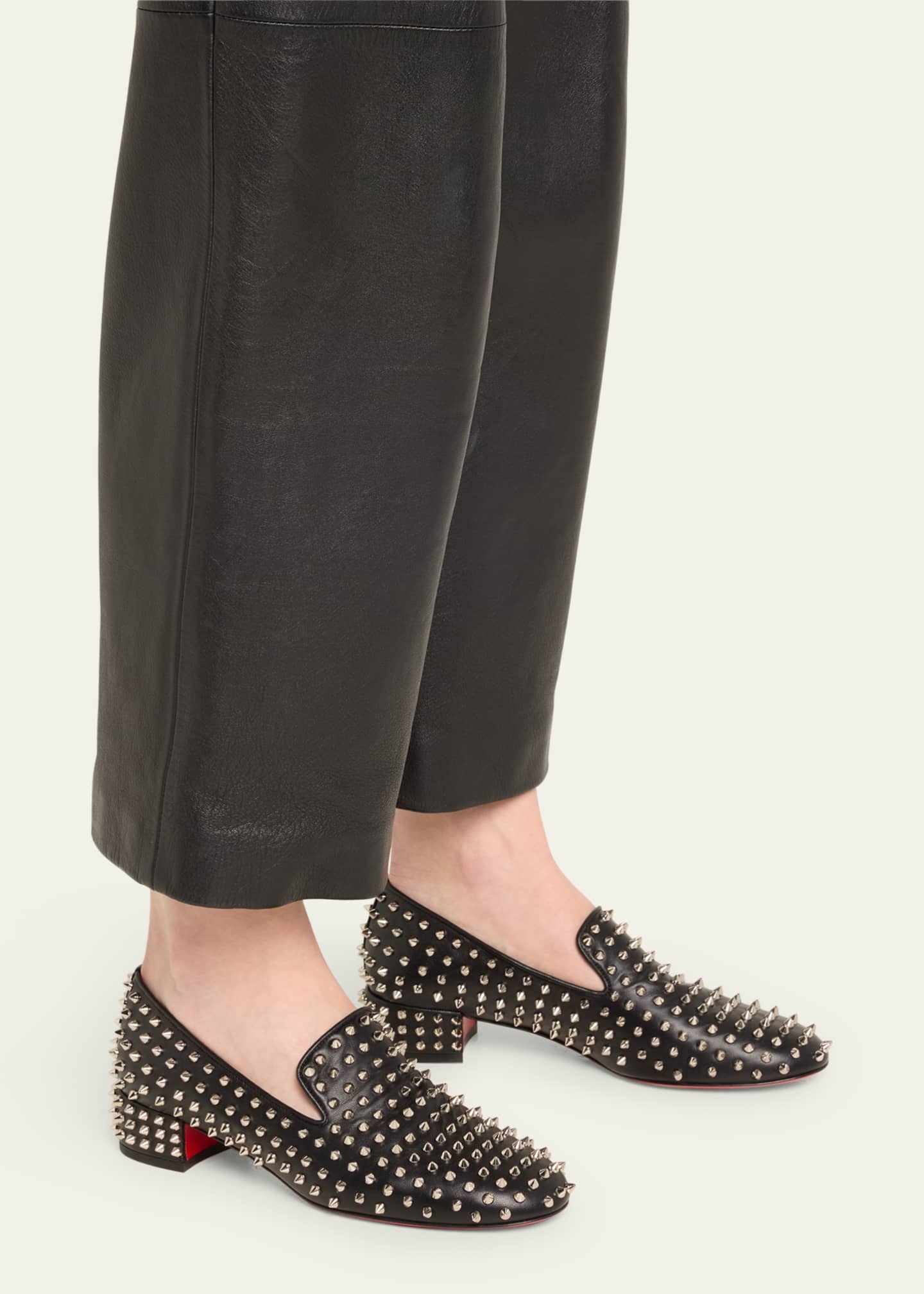 Christian louboutin spiked loafers on sale
