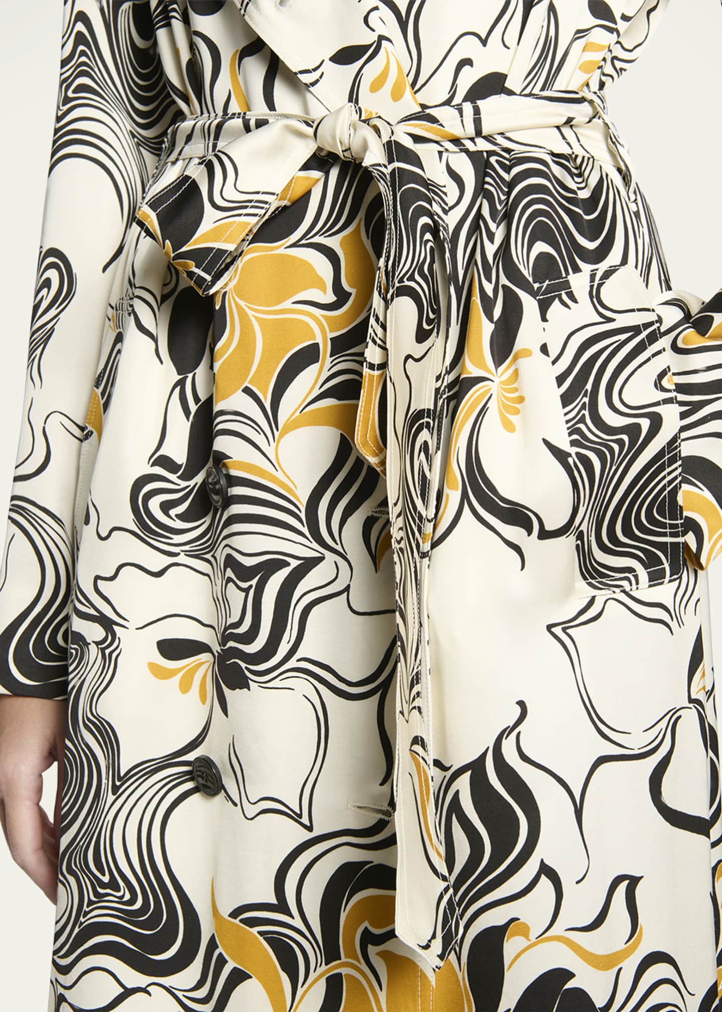 Dries Van Noten Rolana Abstract Print Belted Trench Coat Image 5 of 5