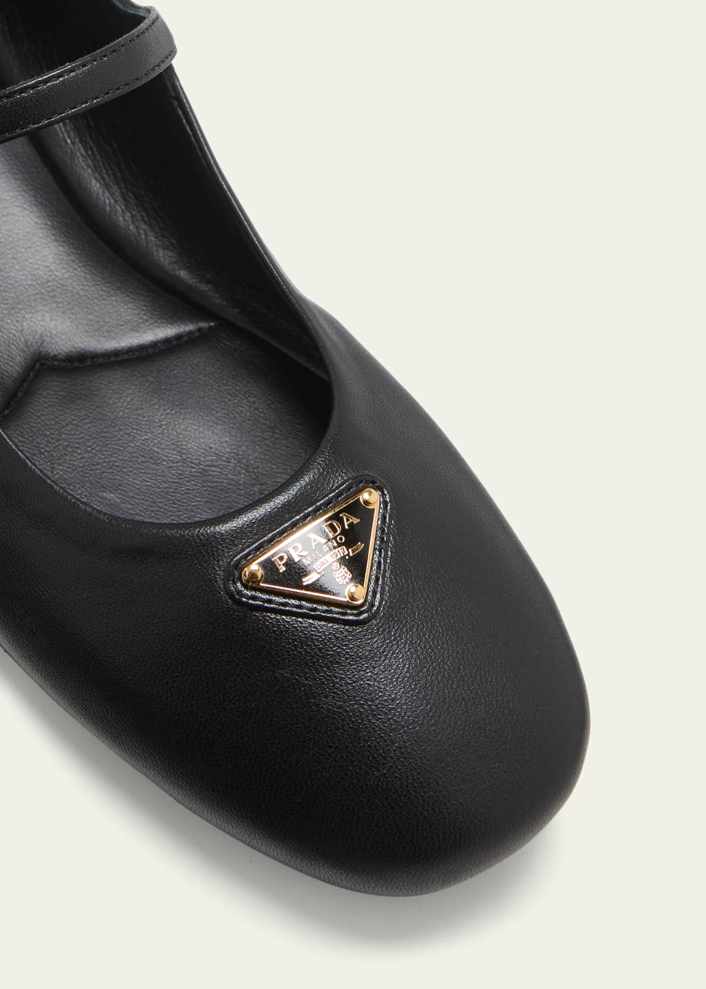 Prada Lambskin Triangle Mary Jane Ballerina Flats Image 5 of 5
