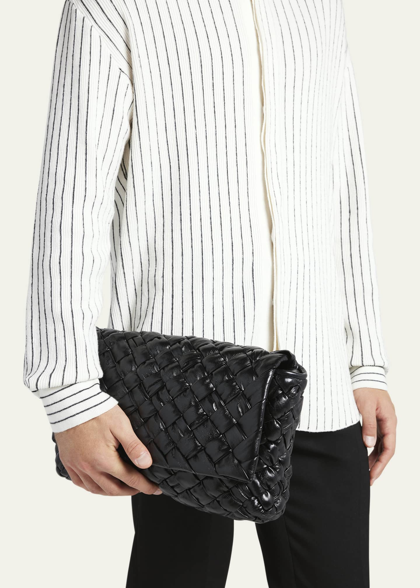Bottega Veneta Men's Argyle Print Leather Sweater - Bergdorf Goodman