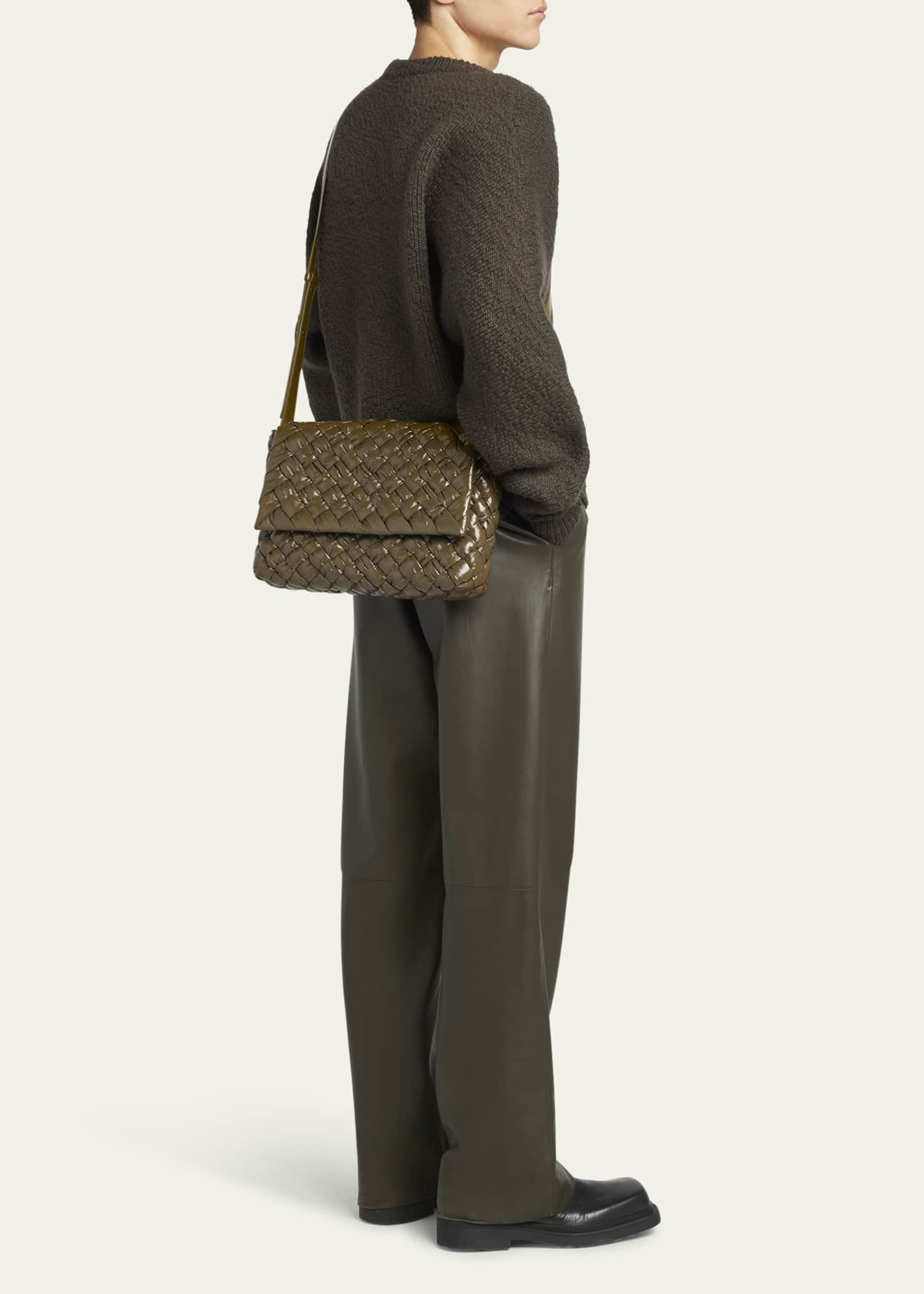 Bottega Veneta Men's Rumple Intreccio Leather Messenger Bag Image 5 of 5
