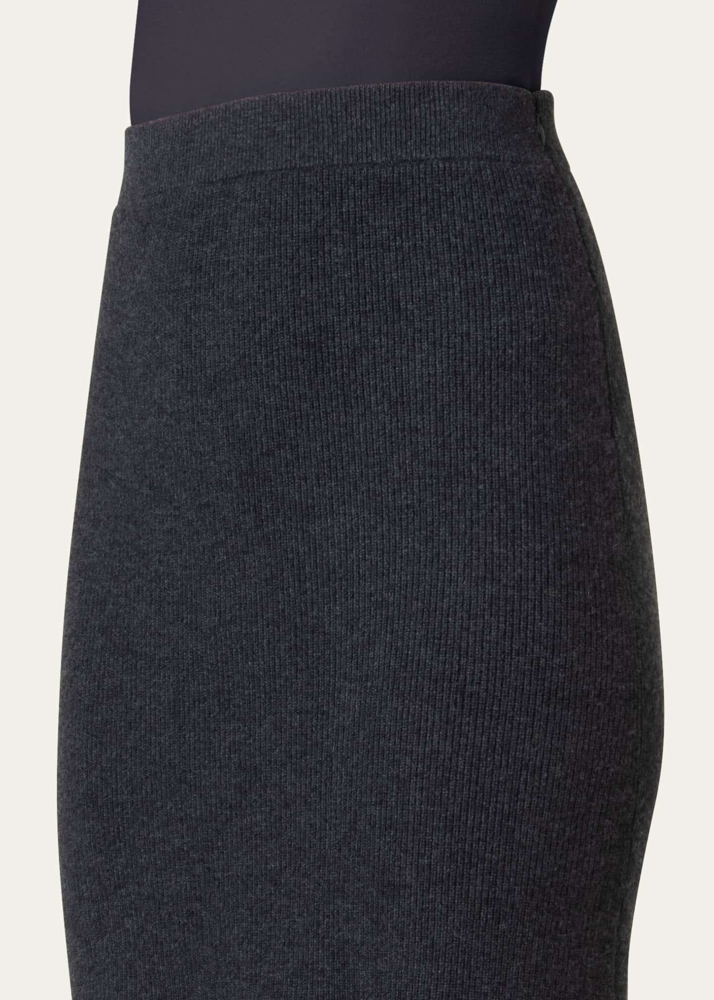 Akris Ribbed Cashmere Godet Midi Skirt Image 5 of 5
