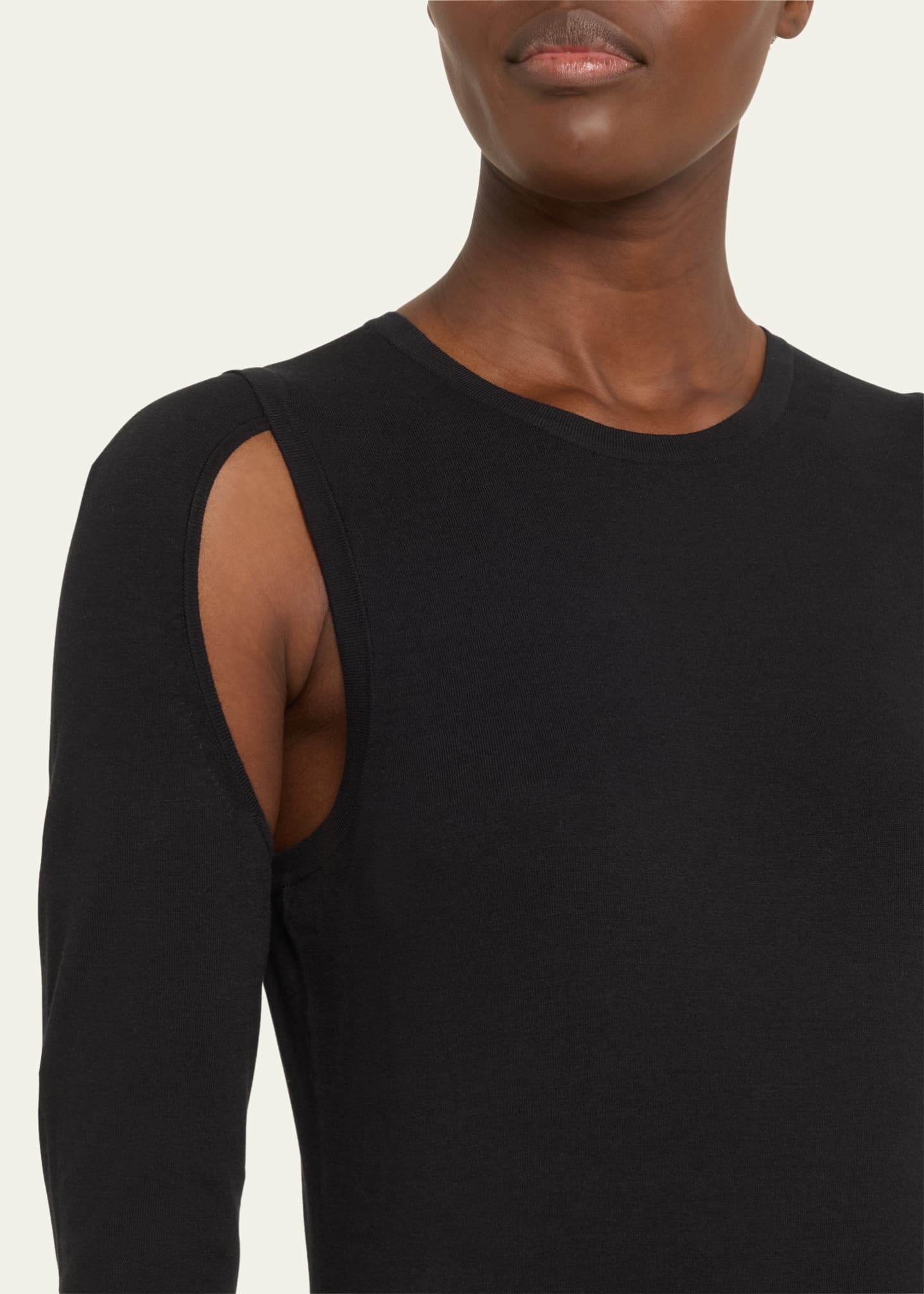 Helmut Lang Cut Out Long Sleeve Knit Top