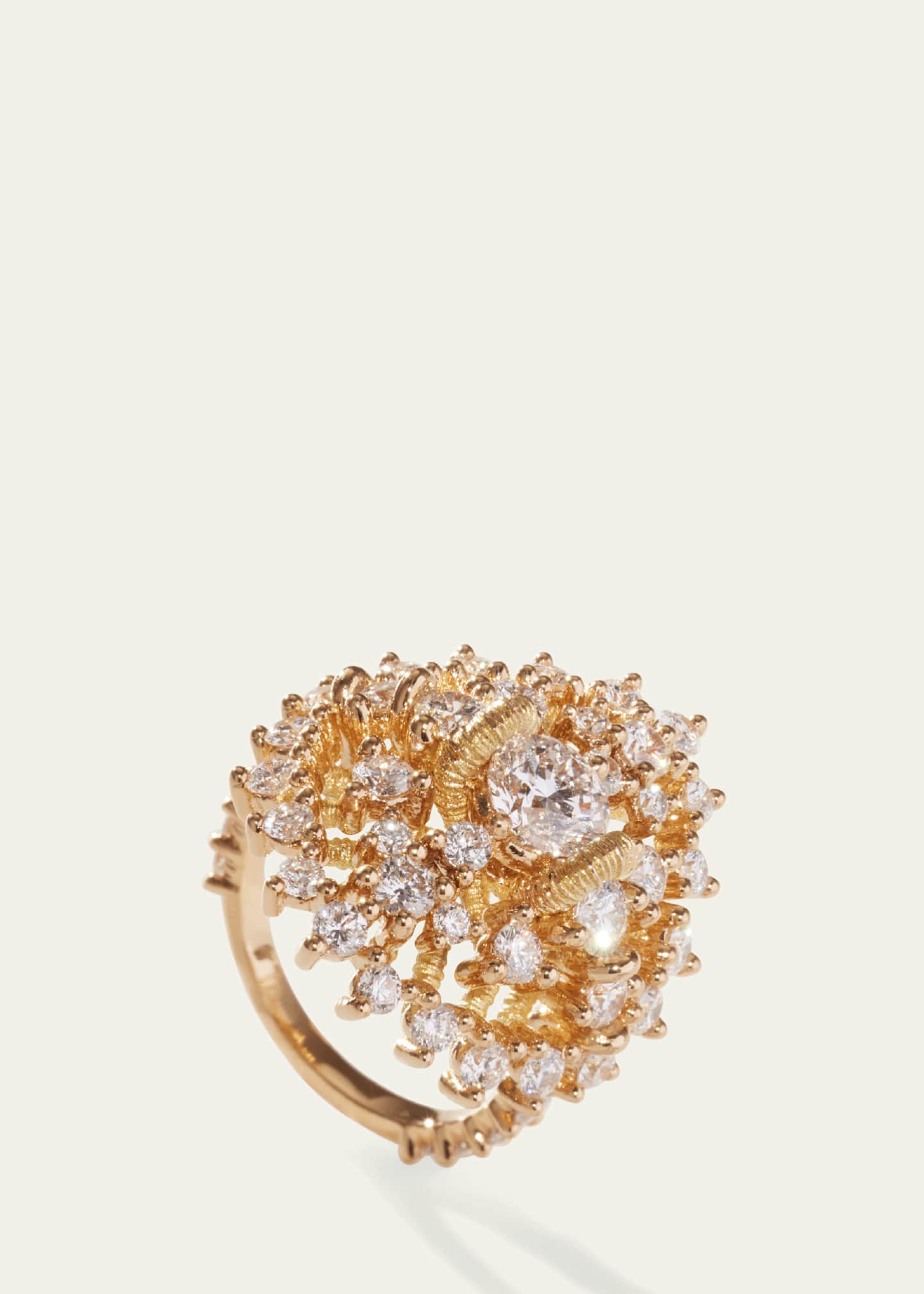Oscar Massin Souveraine Beaded 18K Recycled Yellow Gold Lab Grown Diamond Statement Ring, 3.8tcw Image 4 of 4