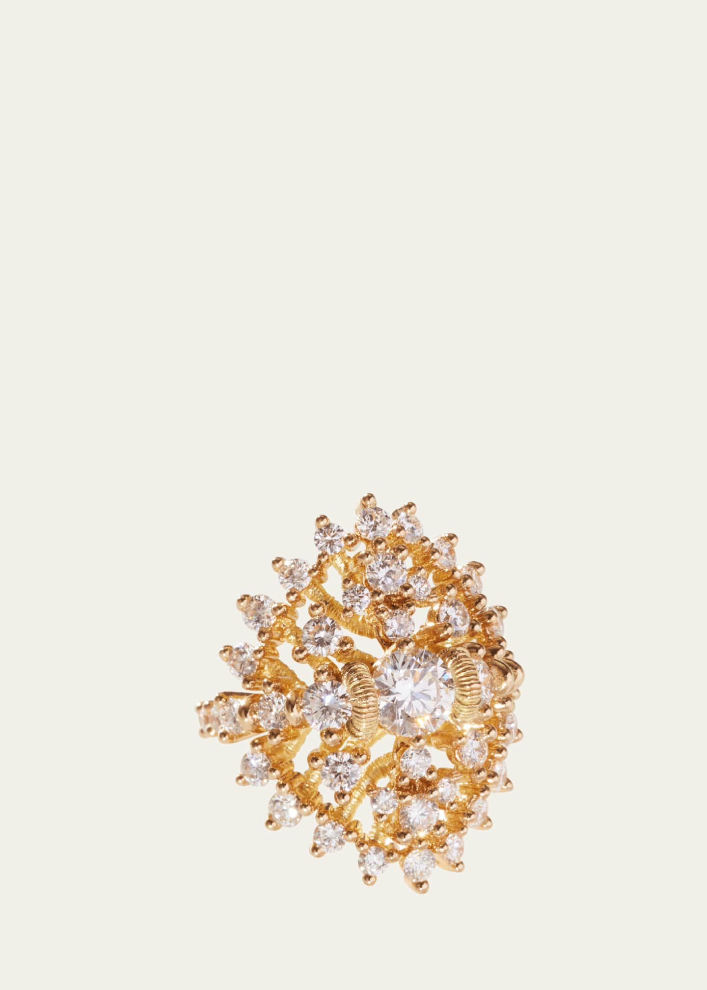 Oscar Massin Souveraine Beaded 18K Recycled Yellow Gold Lab Grown Diamond Statement Ring, 3.8tcw Image 1 of 4