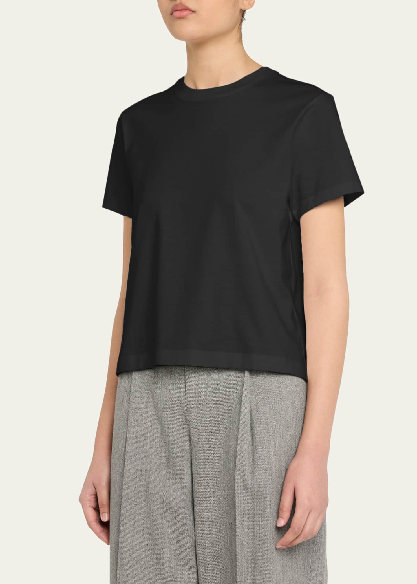 Vince Short-Sleeve Pima Cotton Crewneck T-Shirt Image 4 of 5