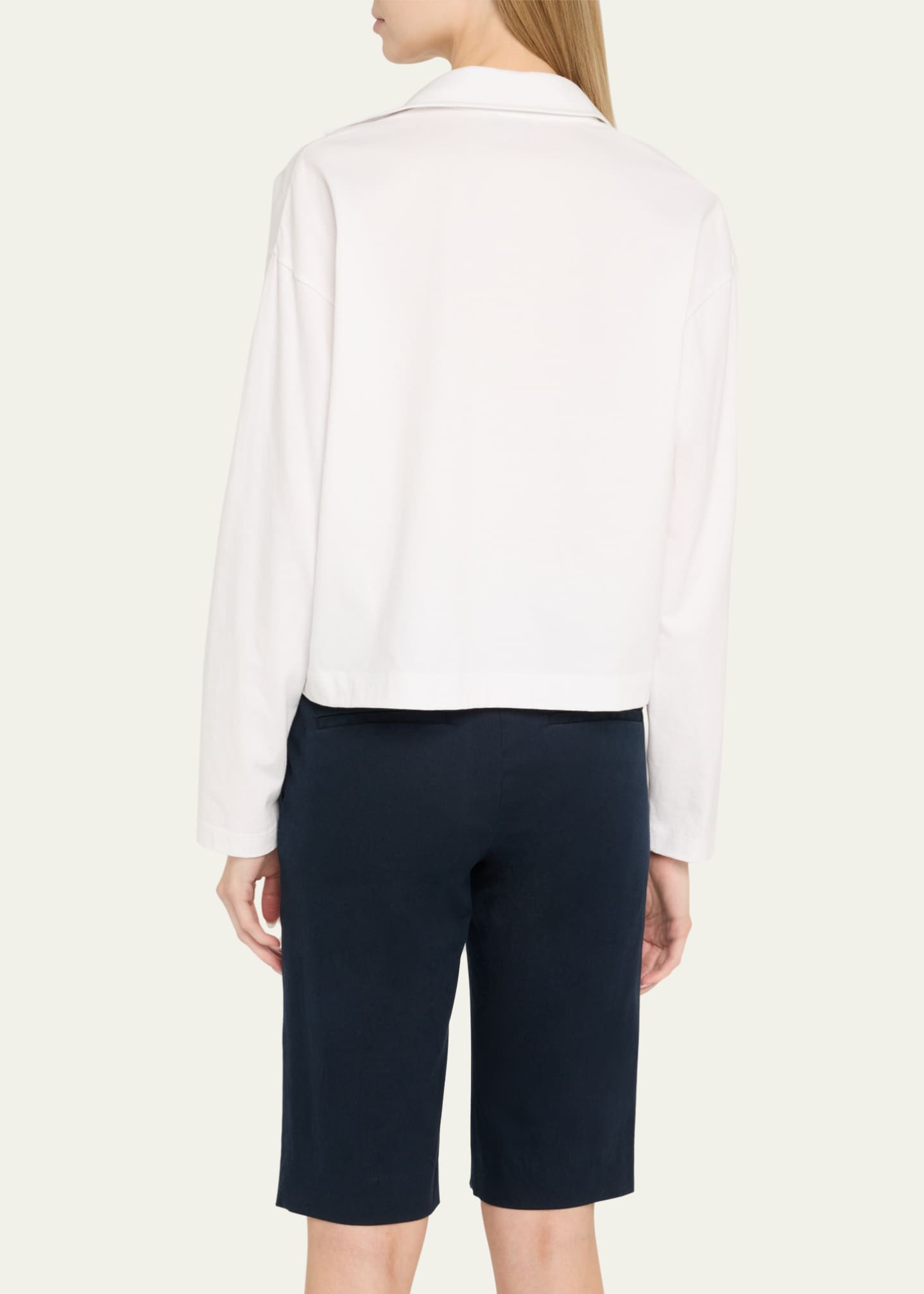 Vince Easy Cotton Long-Sleeve Pullover Polo Top Image 3 of 5