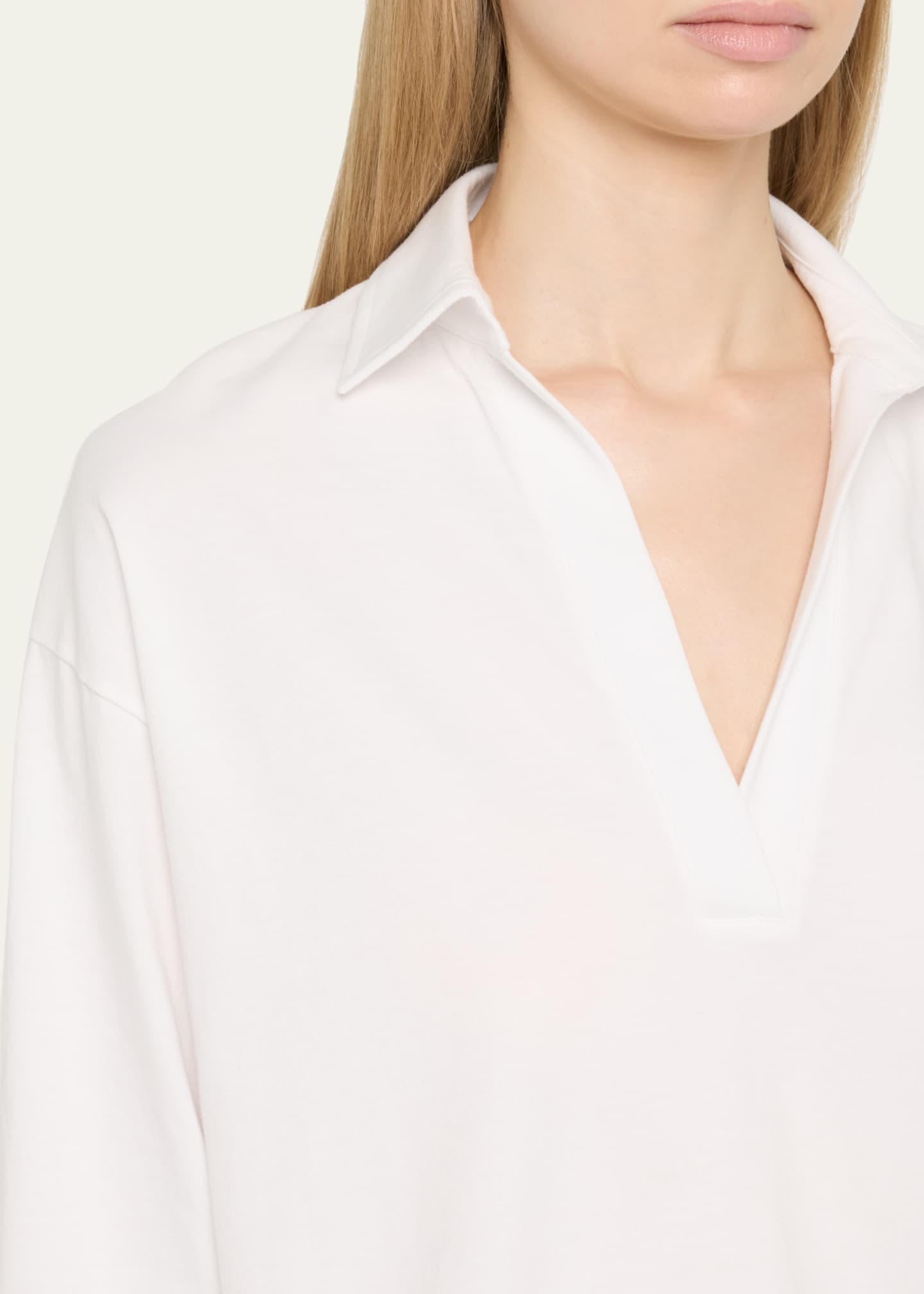 Vince Easy Cotton Long-Sleeve Pullover Polo Top Image 5 of 5