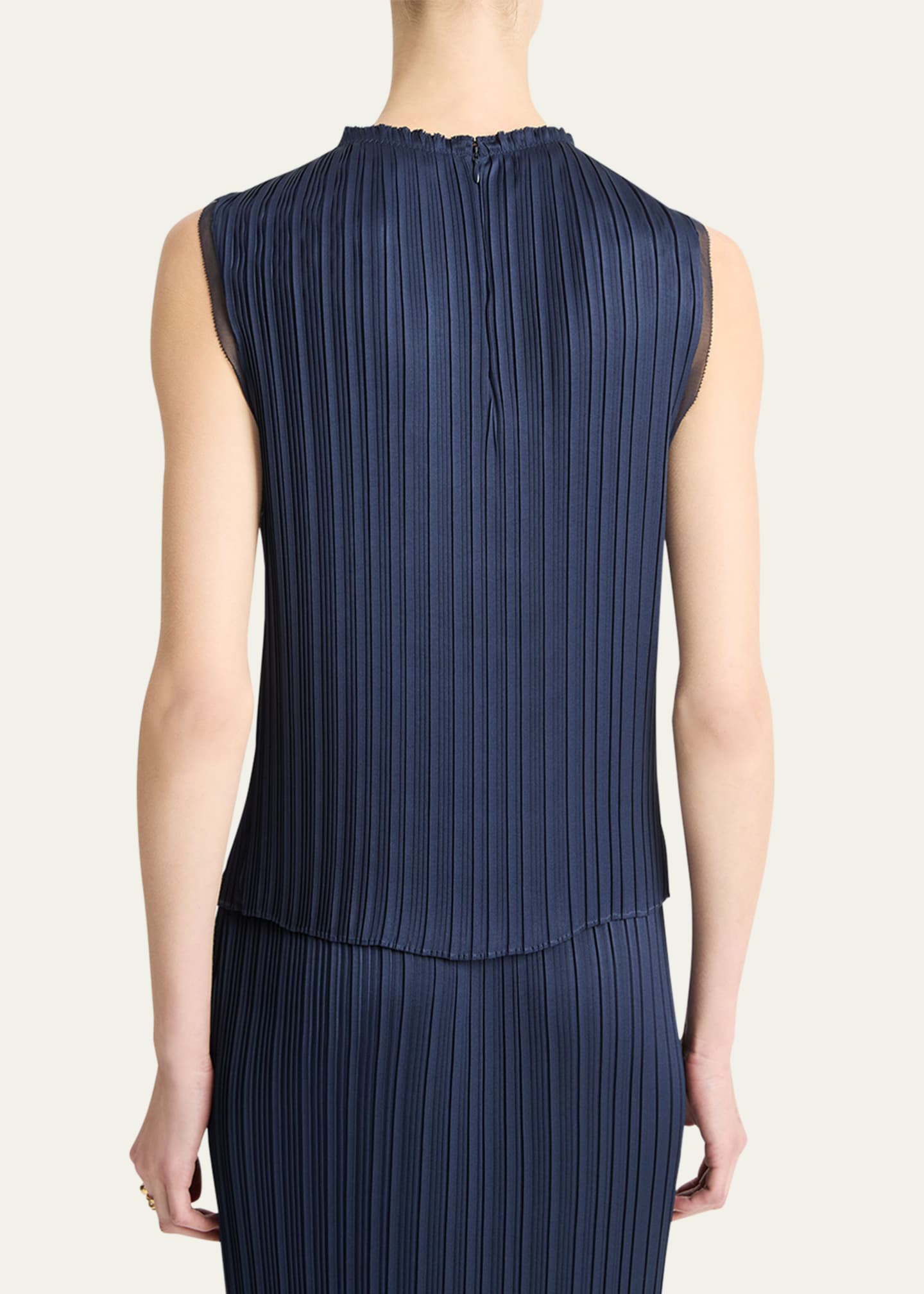 Pleated Crewneck Shell Top - Thumbnail 2