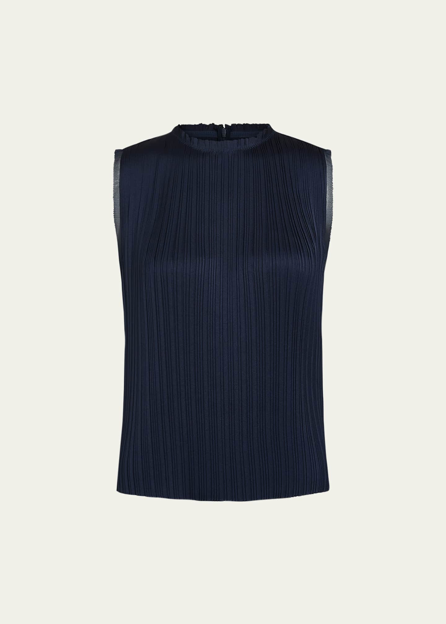 Pleated Crewneck Shell Top - Thumbnail 1