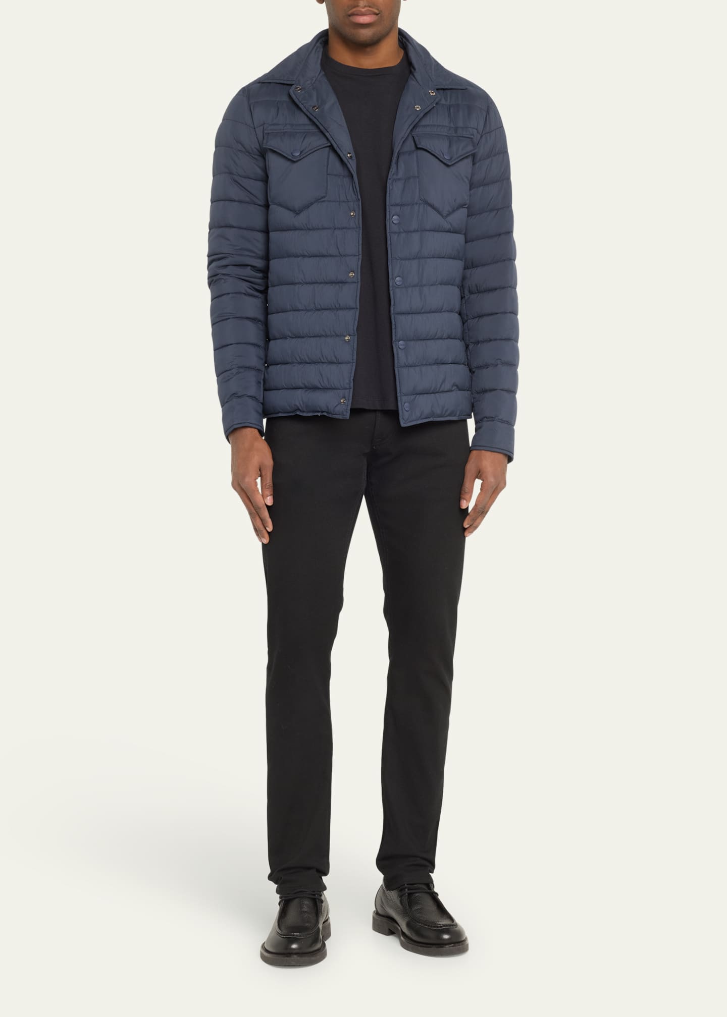 Herno Men's Padded Nylon Snap-Front Overshirt Image 2 of 5