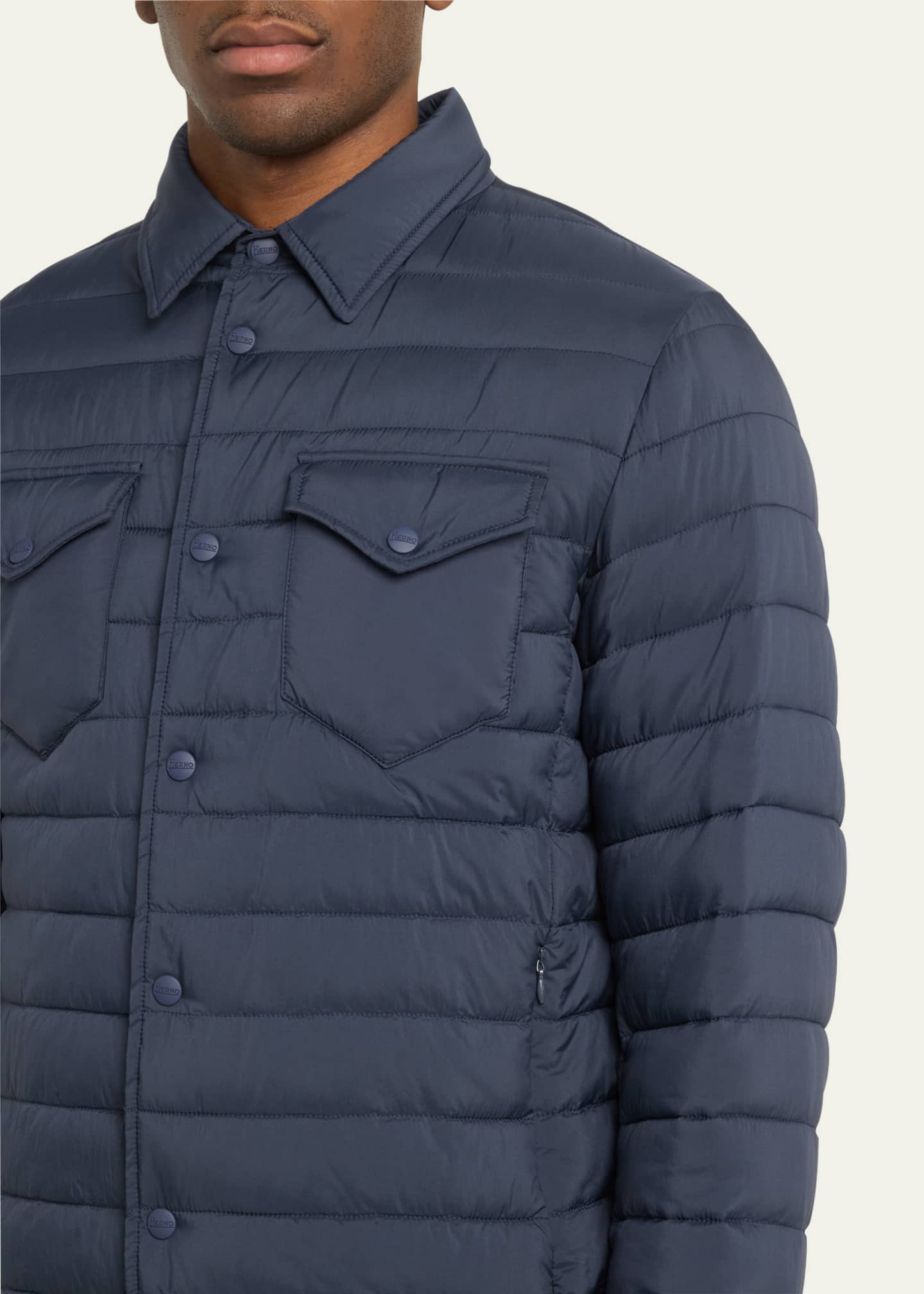 Herno Men's Padded Nylon Snap-Front Overshirt Image 5 of 5
