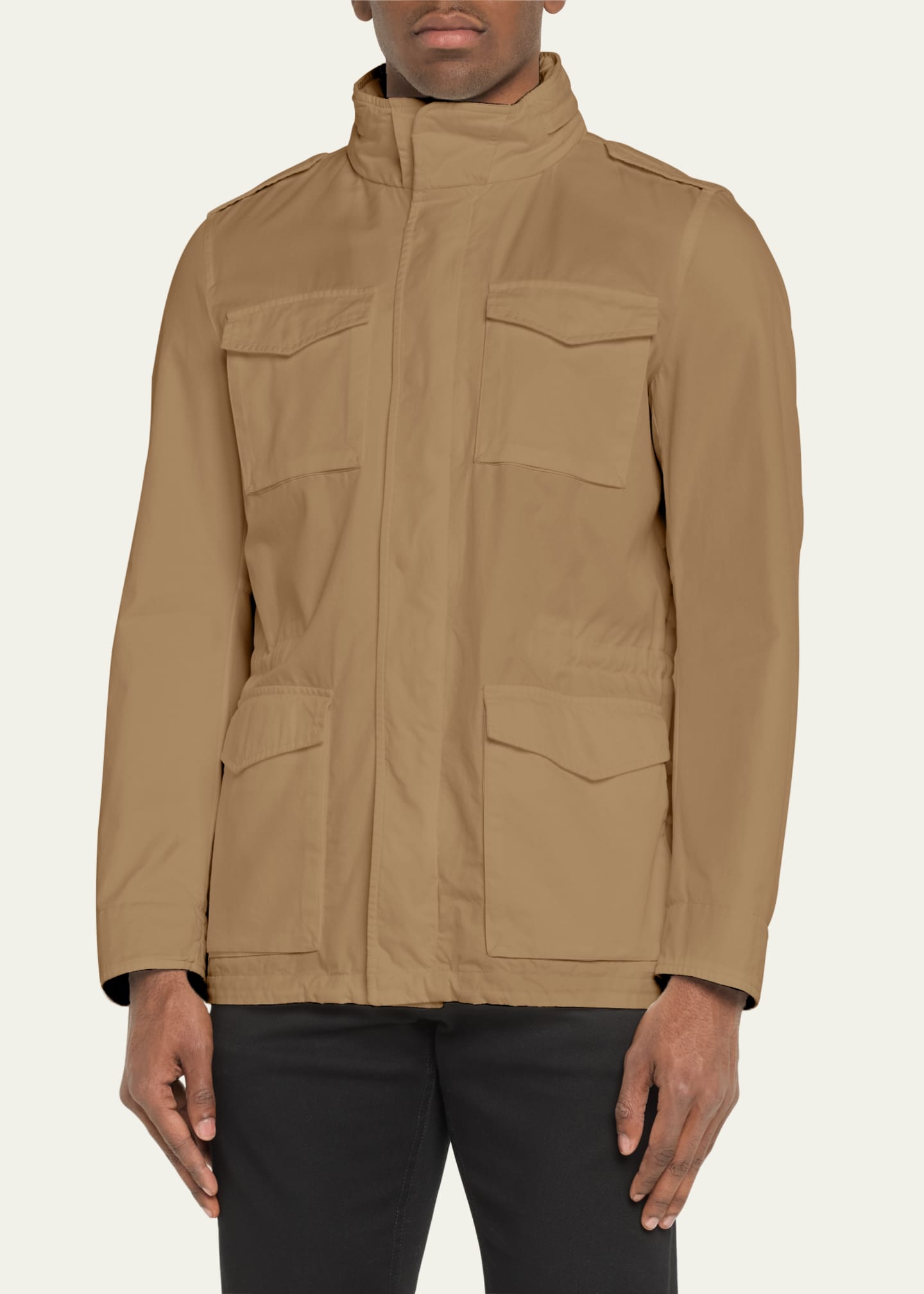 Herno Men s Cotton Concealed Zip Safari Jacket Bergdorf Goodman