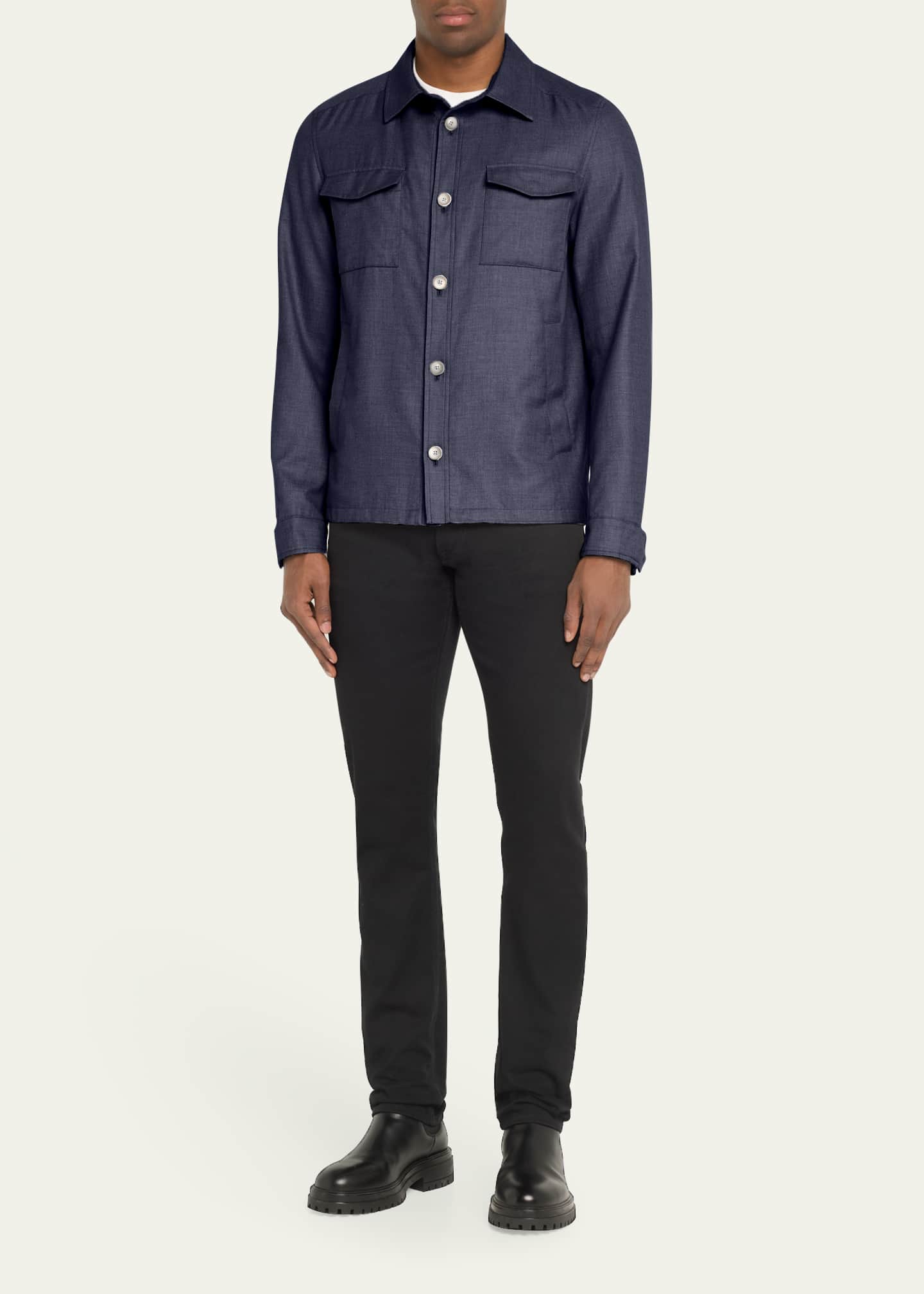 Herno Men's Coated Cashmere-Blend Overshirt Image 2 of 5