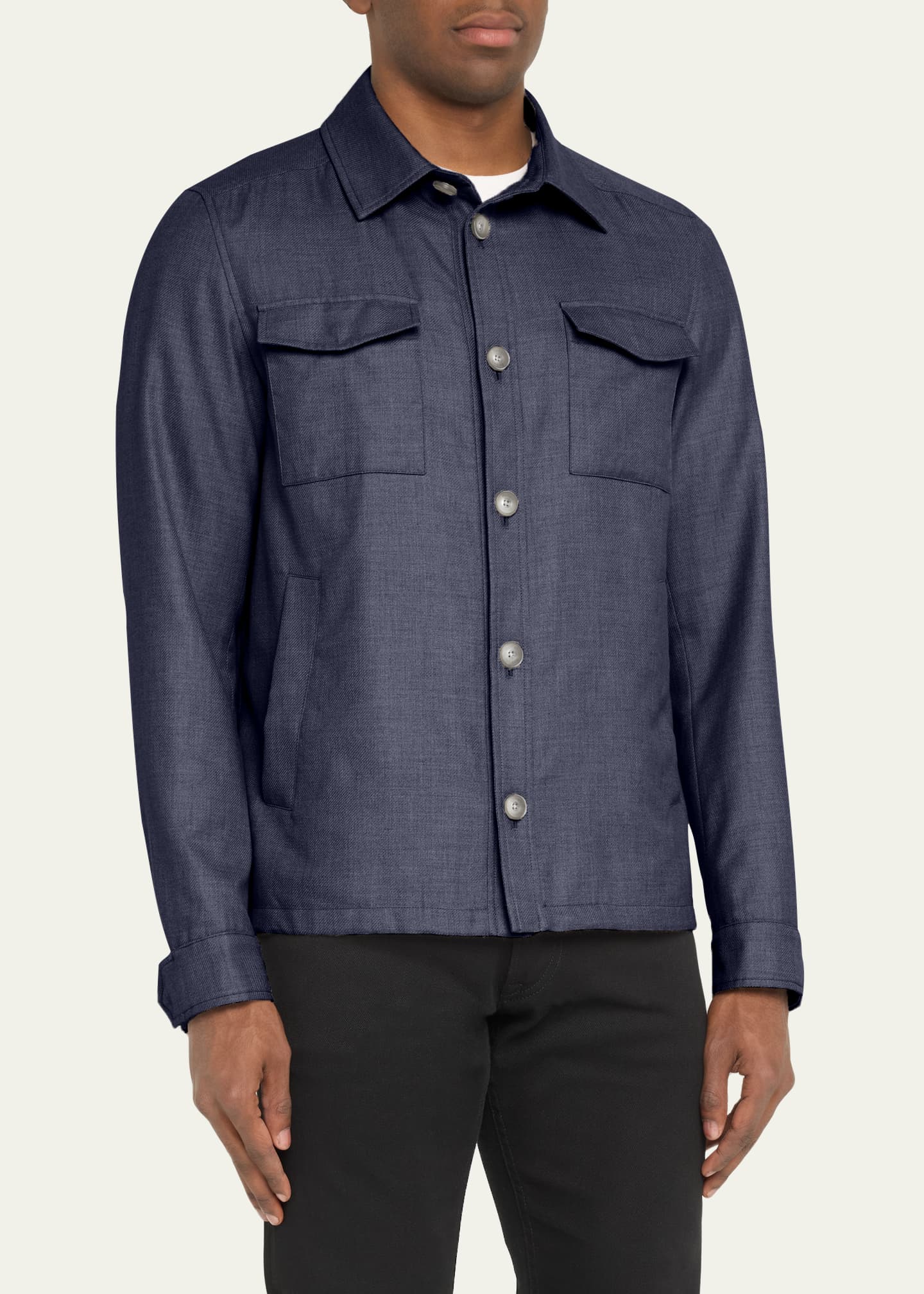 Herno Men's Coated Cashmere-Blend Overshirt Image 4 of 5
