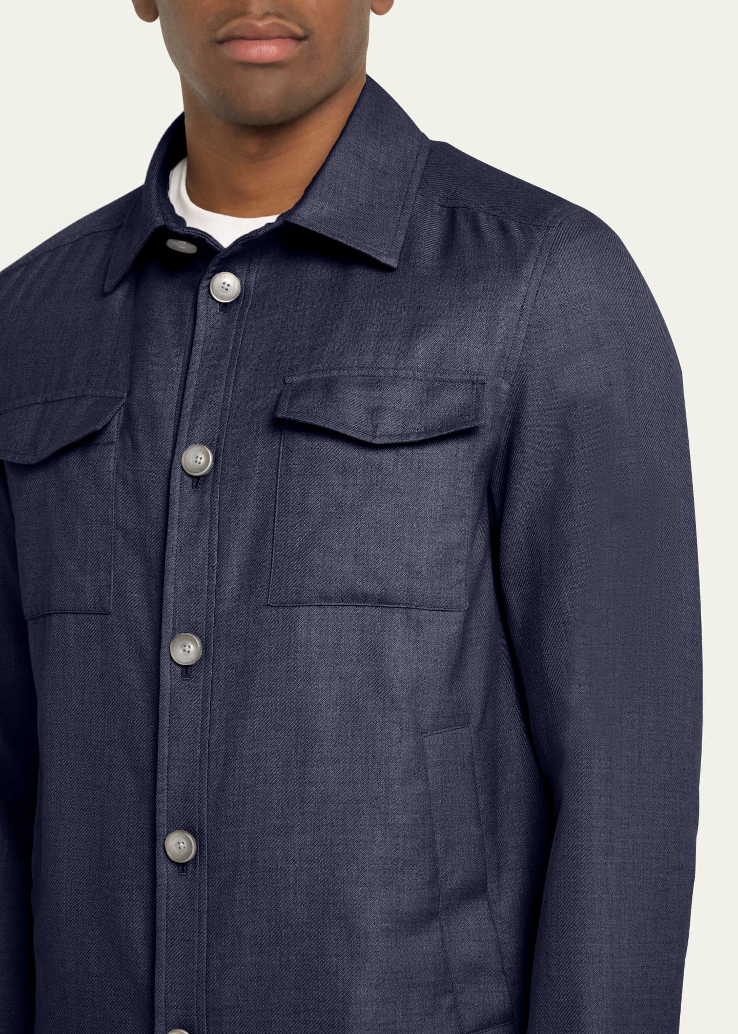 Herno Men's Coated Cashmere-Blend Overshirt Image 5 of 5