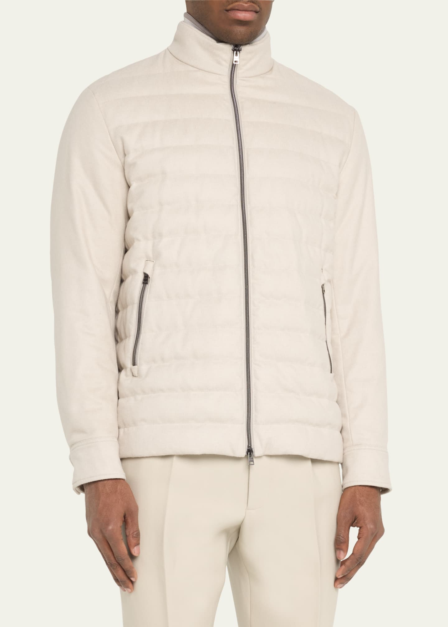 Herno Men's Padded Silk-Cashmere Zip Jacket Image 4 of 5