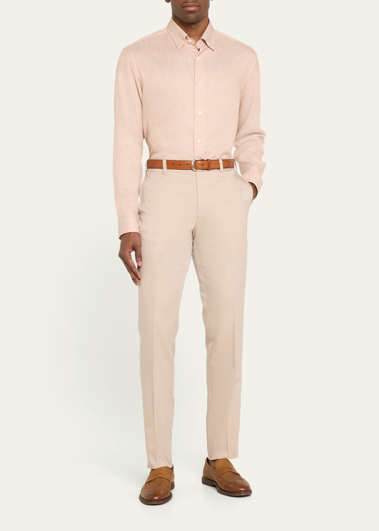 Cesare Attolini Men's Flat-Front Twill Trousers Image 2 of 5