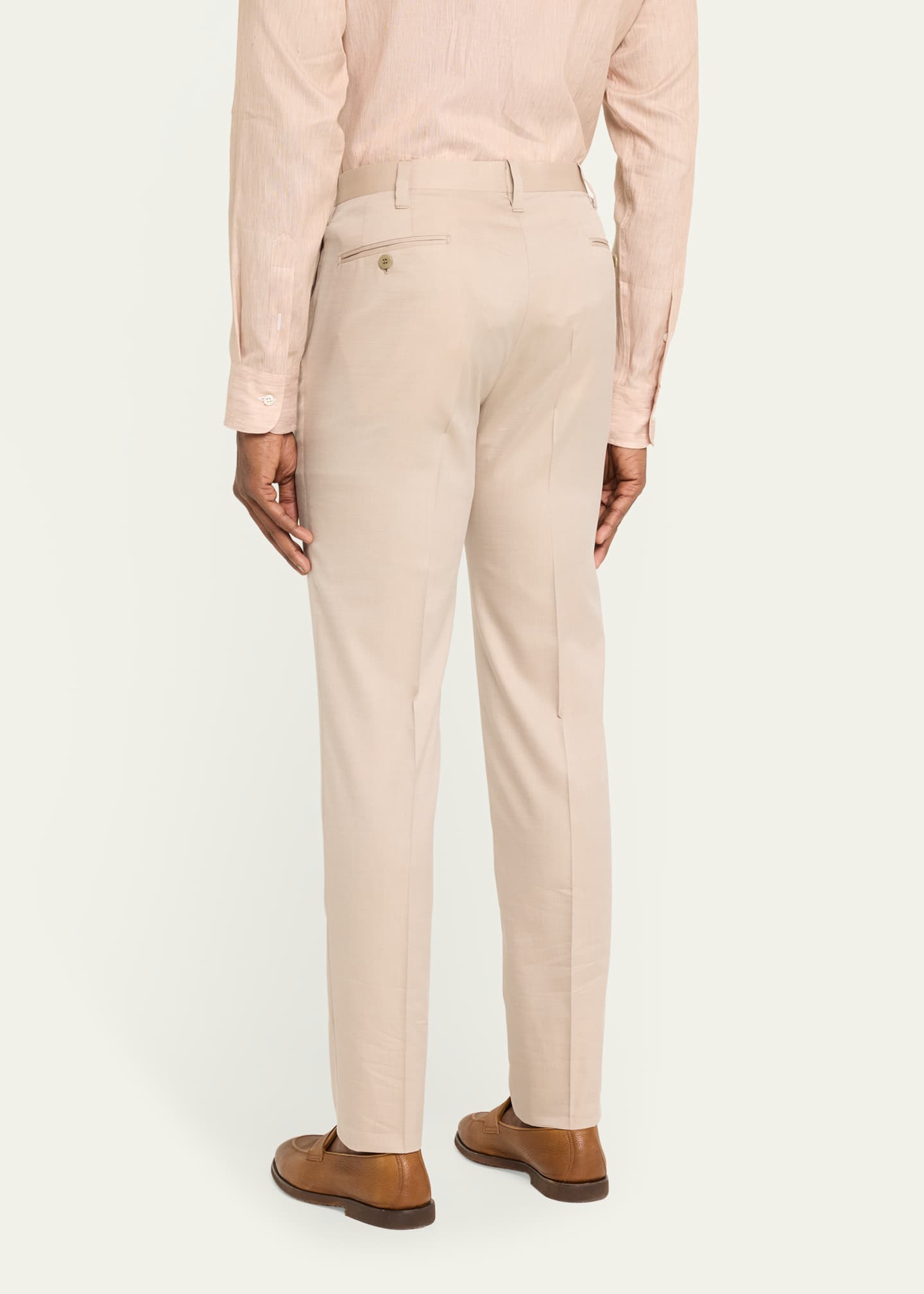 Cesare Attolini Men's Flat-Front Twill Trousers Image 3 of 5