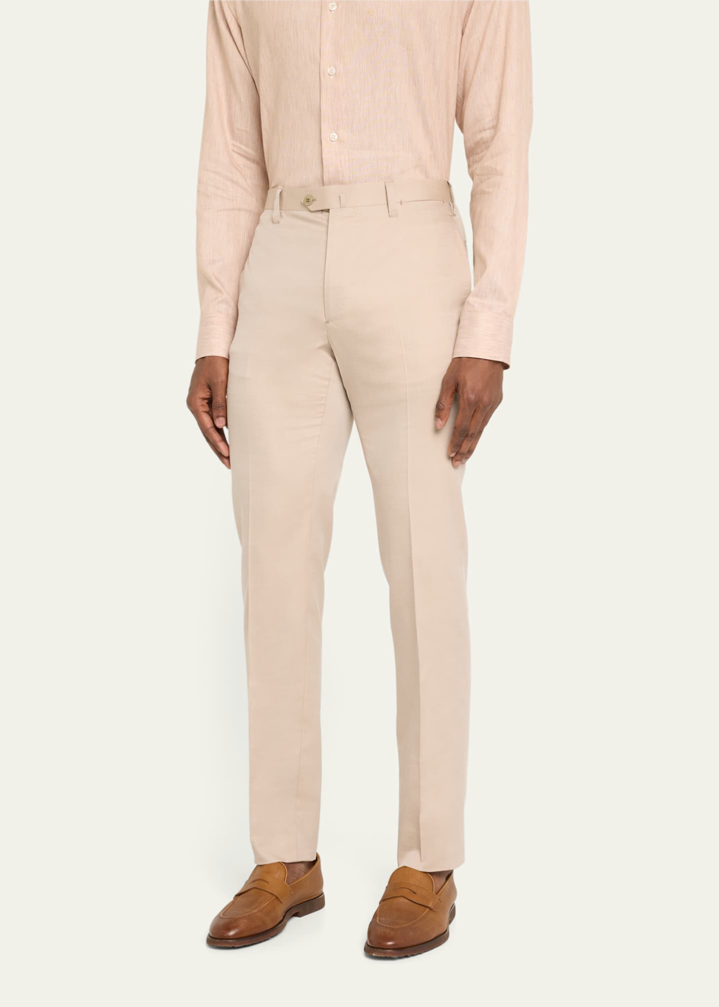 Cesare Attolini Men's Flat-Front Twill Trousers Image 4 of 5