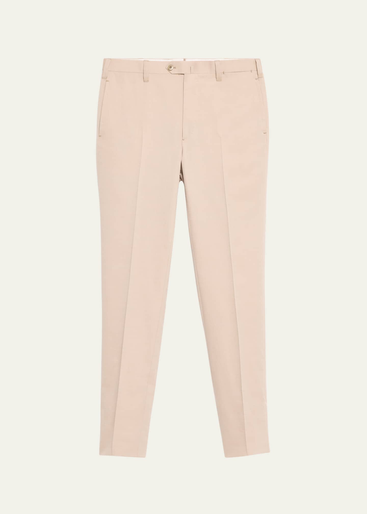 Cesare Attolini Men's Flat-Front Twill Trousers Image 1 of 5