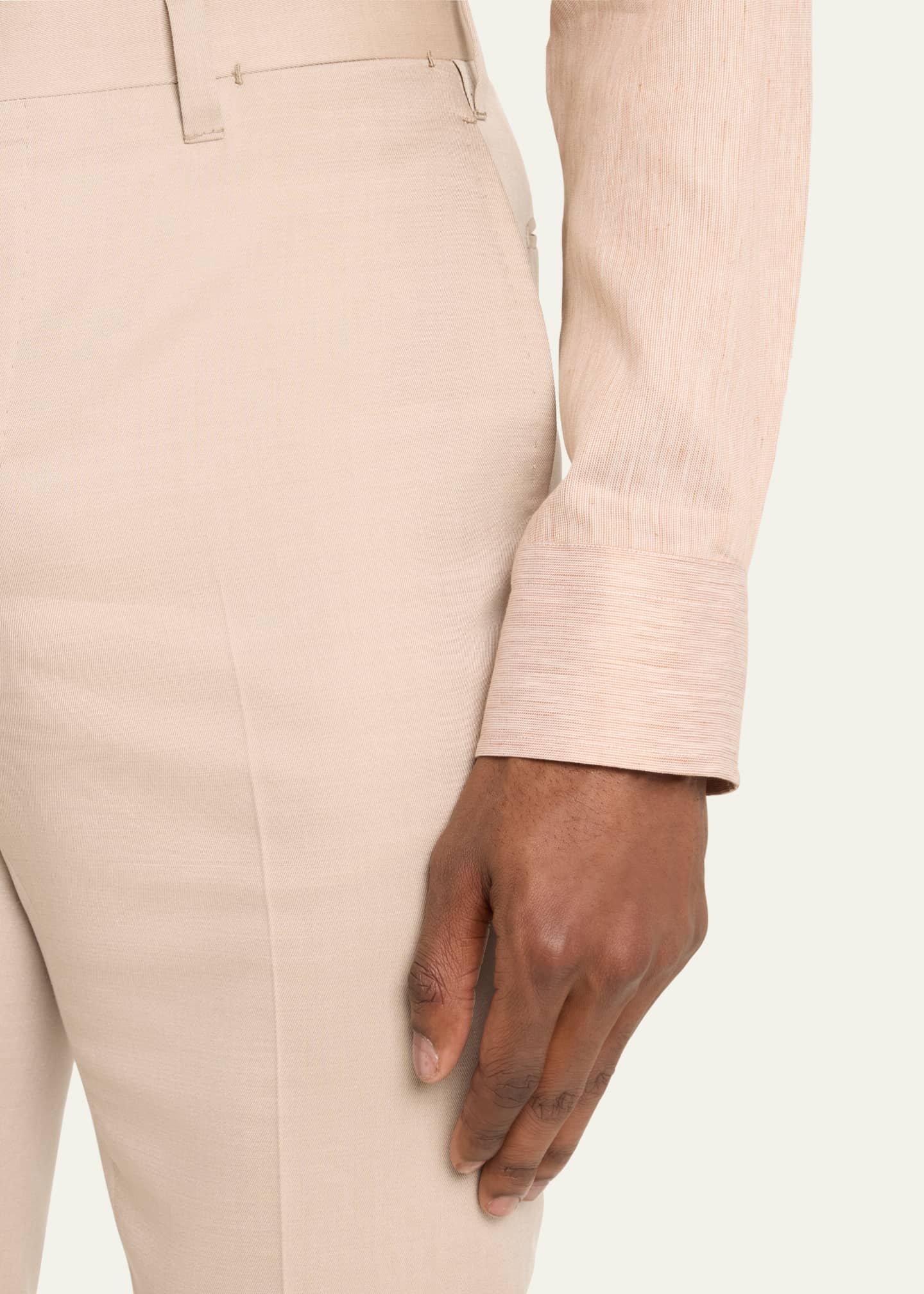 Cesare Attolini Men's Flat-Front Twill Trousers Image 5 of 5