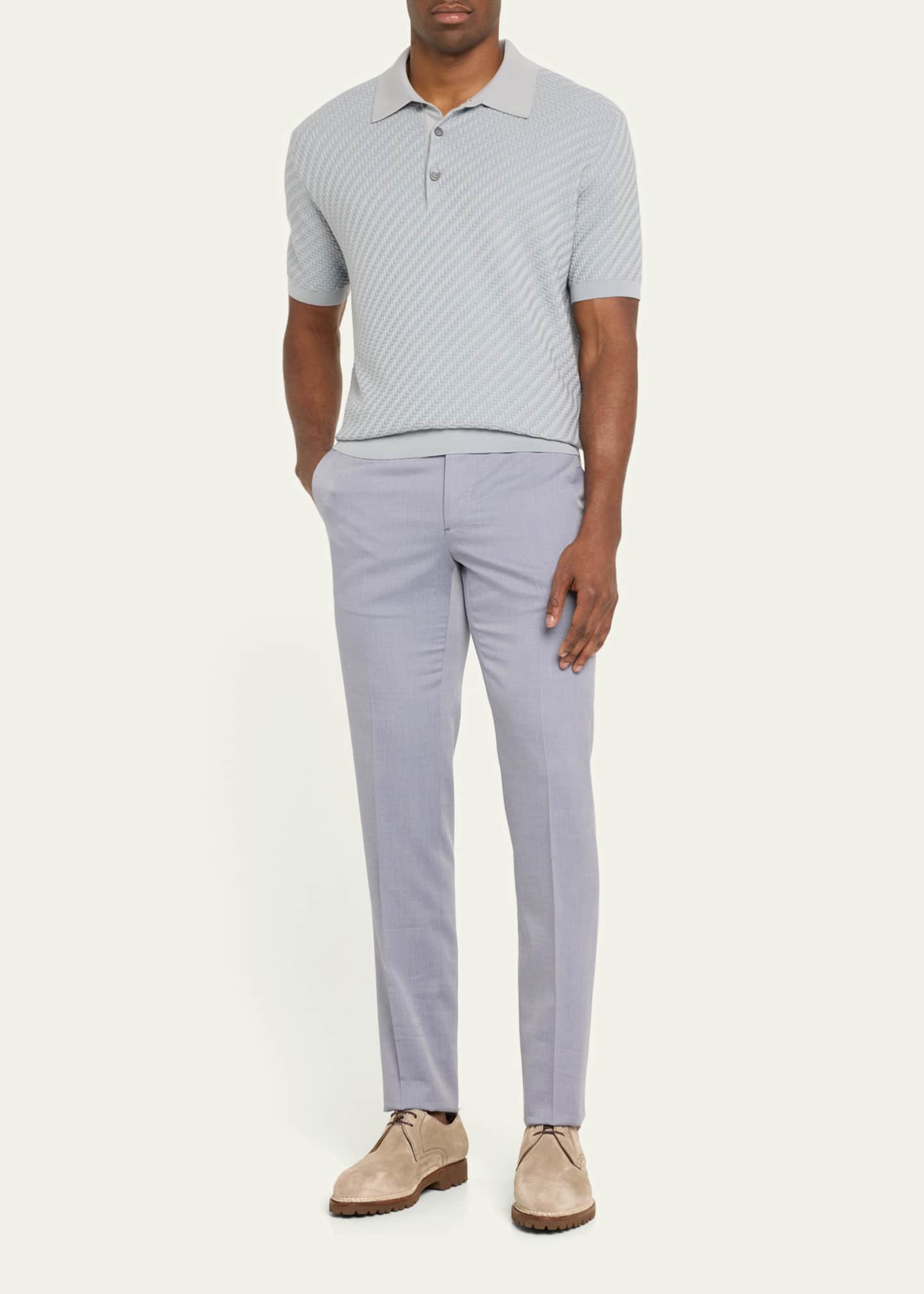 Cesare Attolini Men's Flat-Front Twill Trousers Image 2 of 5