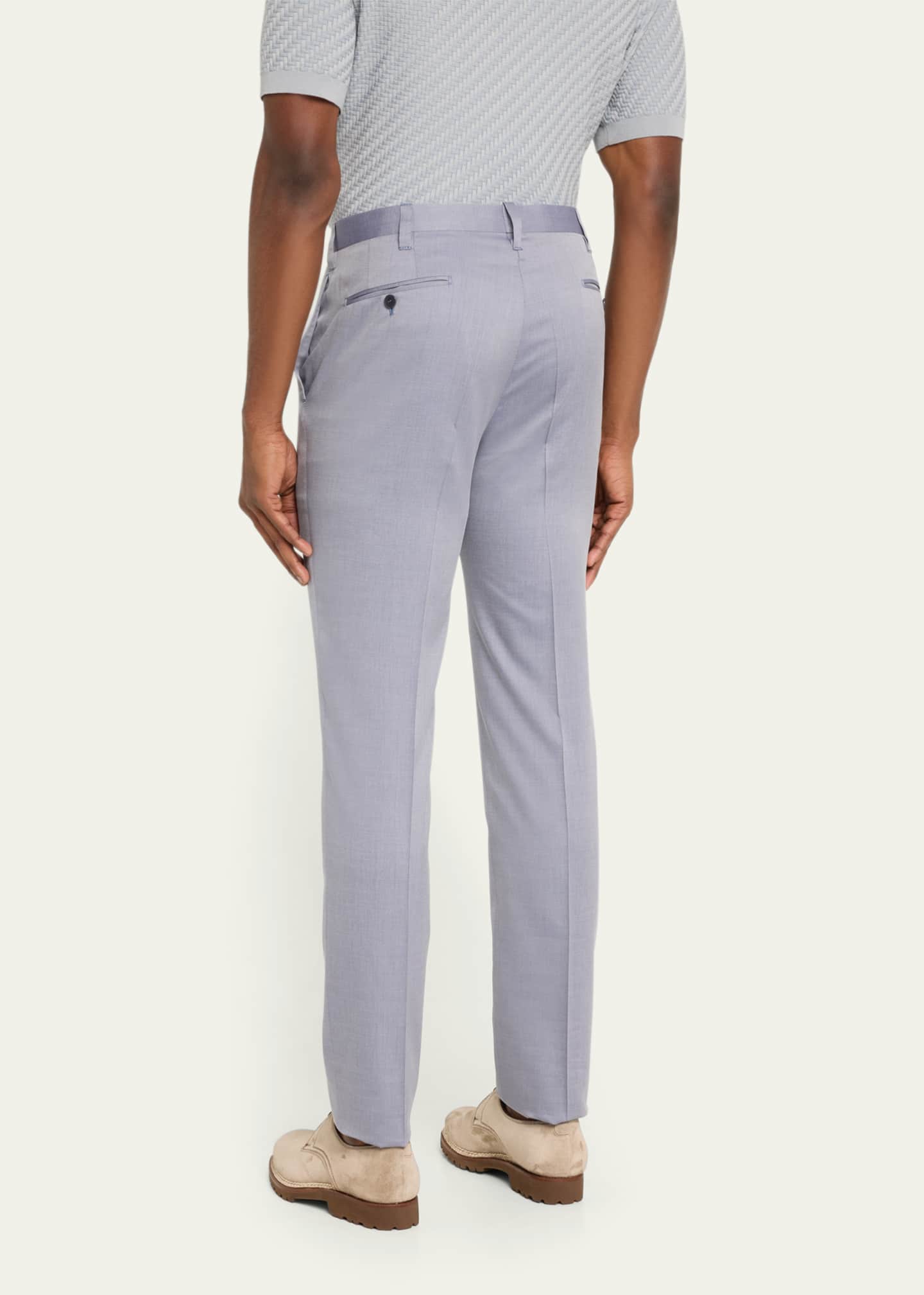 Cesare Attolini Men's Flat-Front Twill Trousers Image 3 of 5