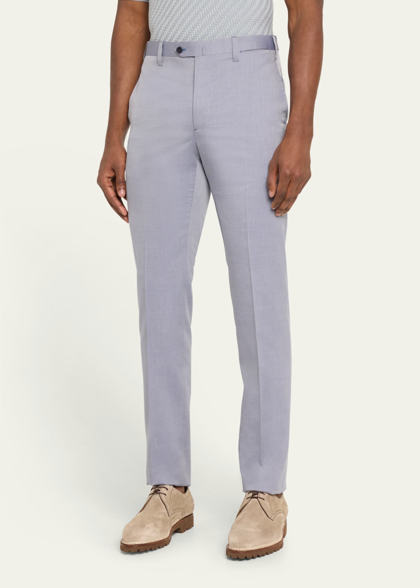 Cesare Attolini Men's Flat-Front Twill Trousers Image 4 of 5