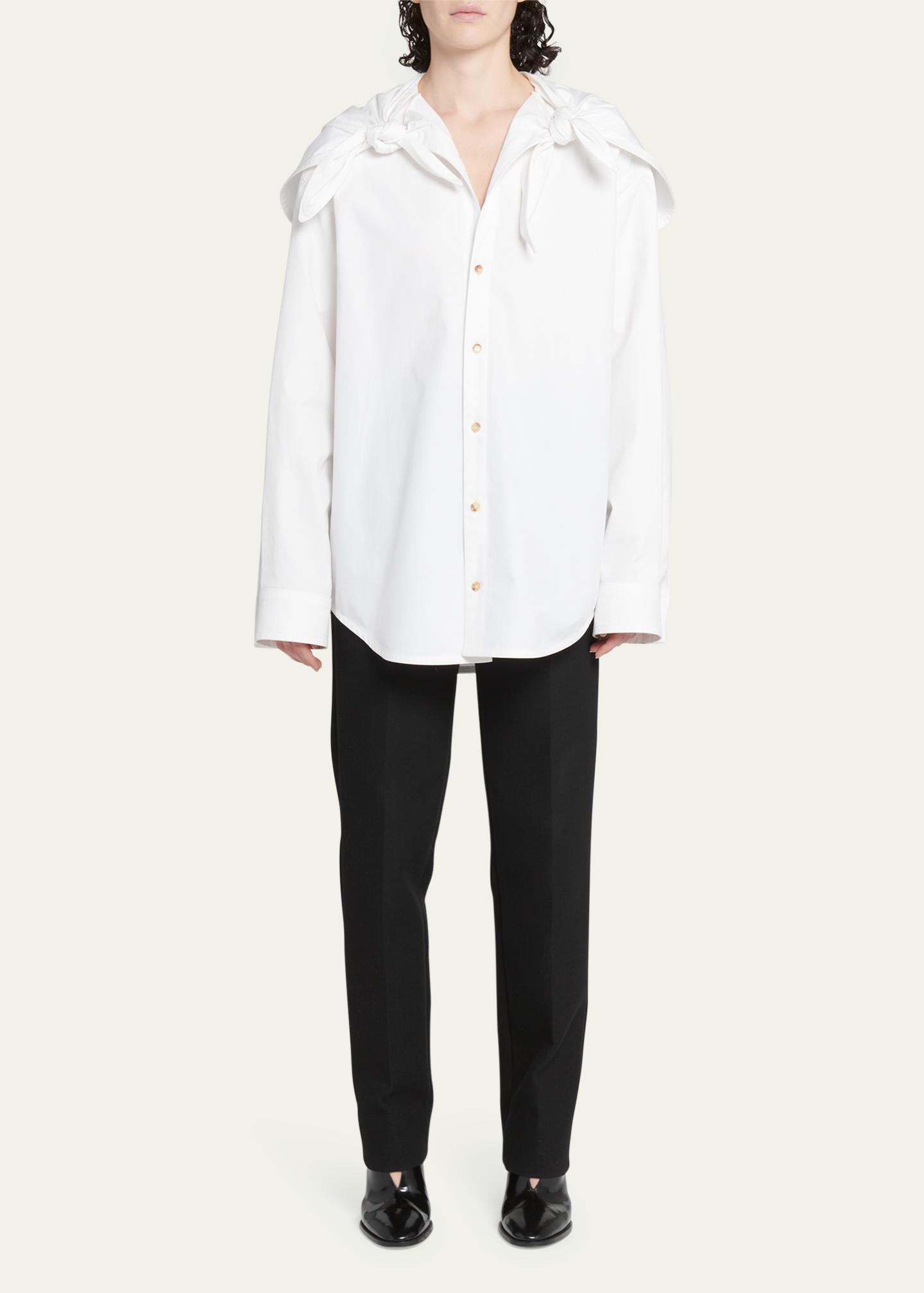 Bottega Veneta Knotted Compact Cotton Canvas Button Down Shirt 