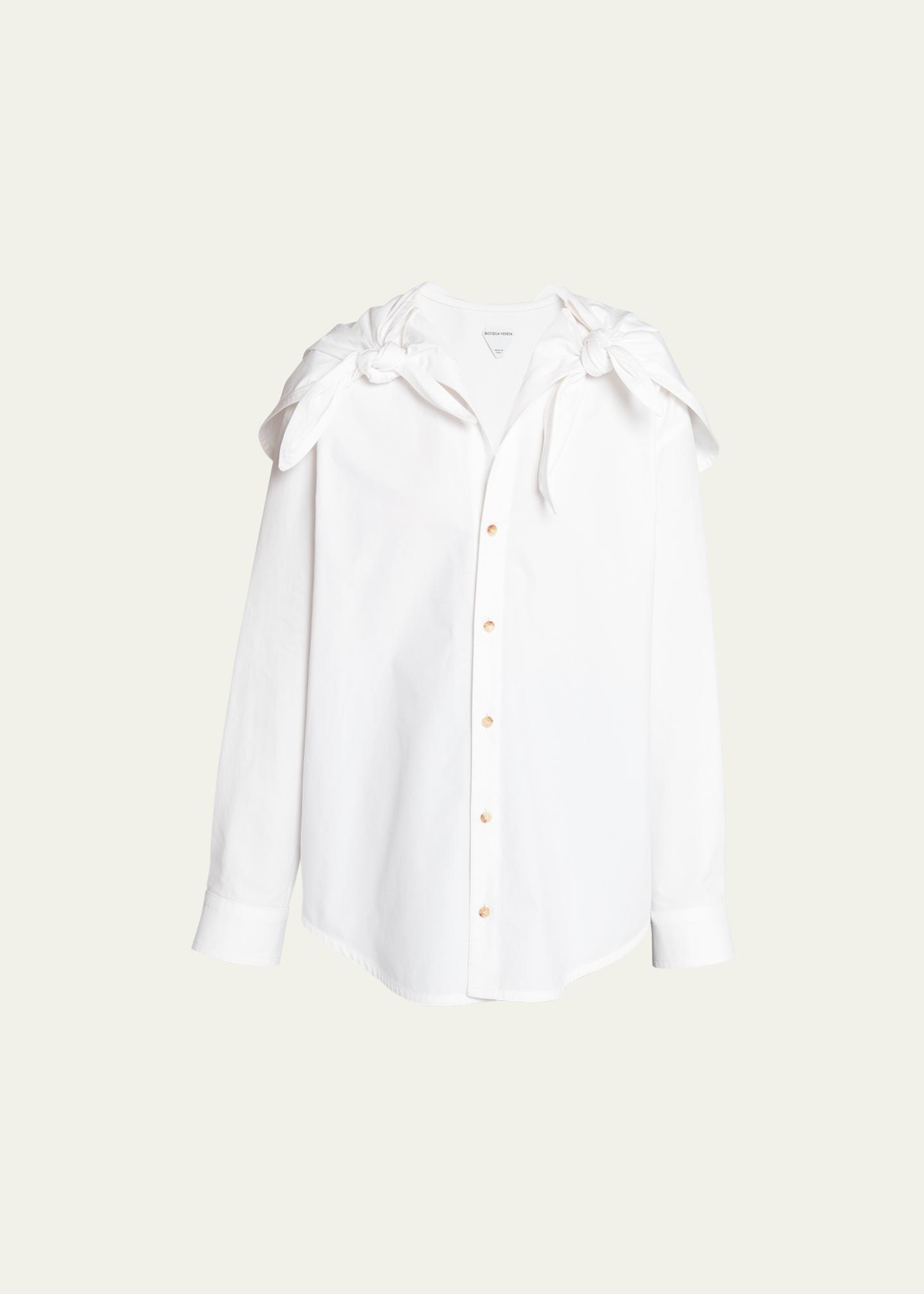 Bottega Veneta Knotted Compact Cotton Canvas Button Down Shirt 