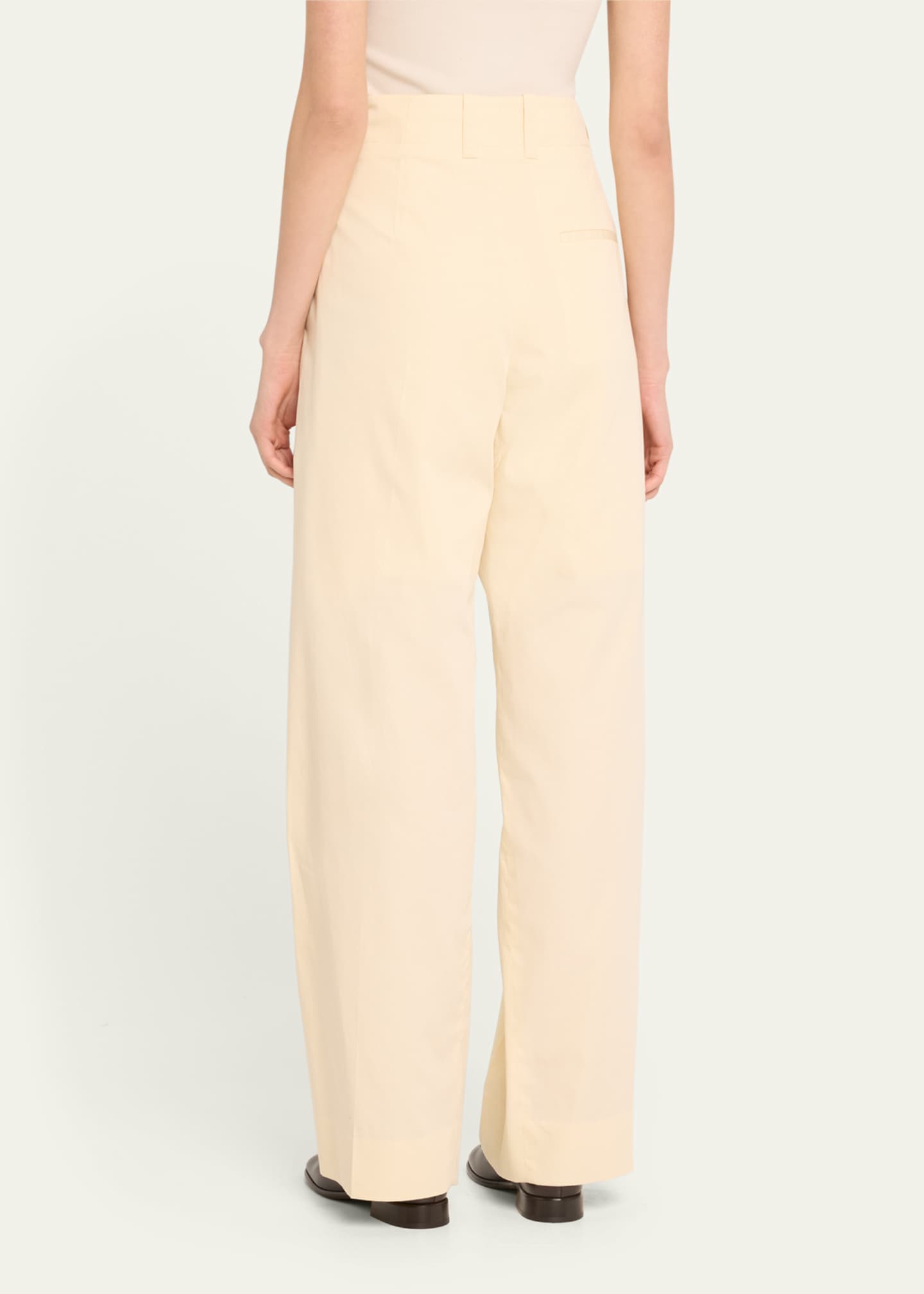 Bottega Veneta High-Rise Double Pleated Wide-Leg Technical Cotton-Silk Trousers Image 3 of 5
