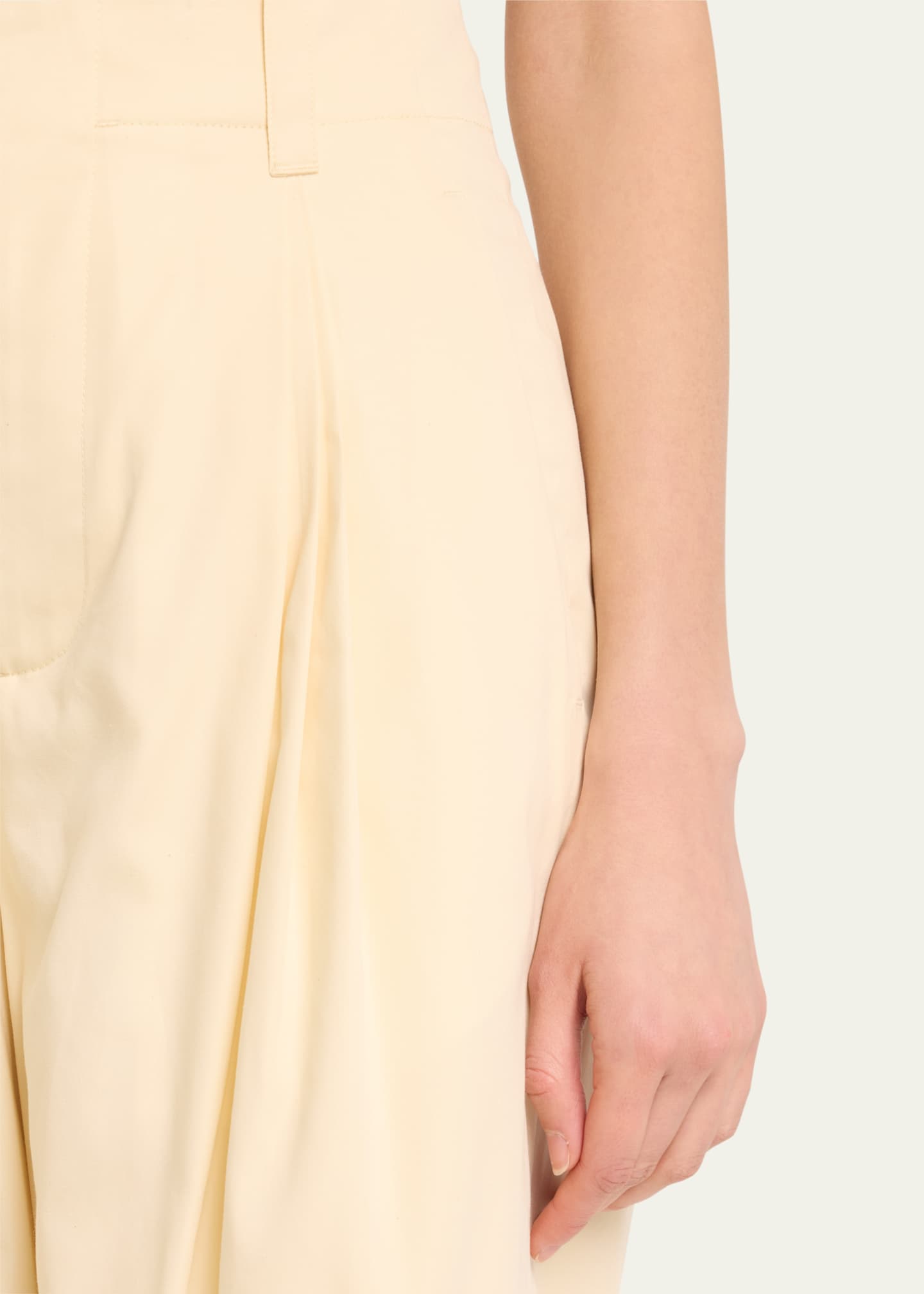 Bottega Veneta High-Rise Double Pleated Wide-Leg Technical Cotton-Silk Trousers Image 5 of 5