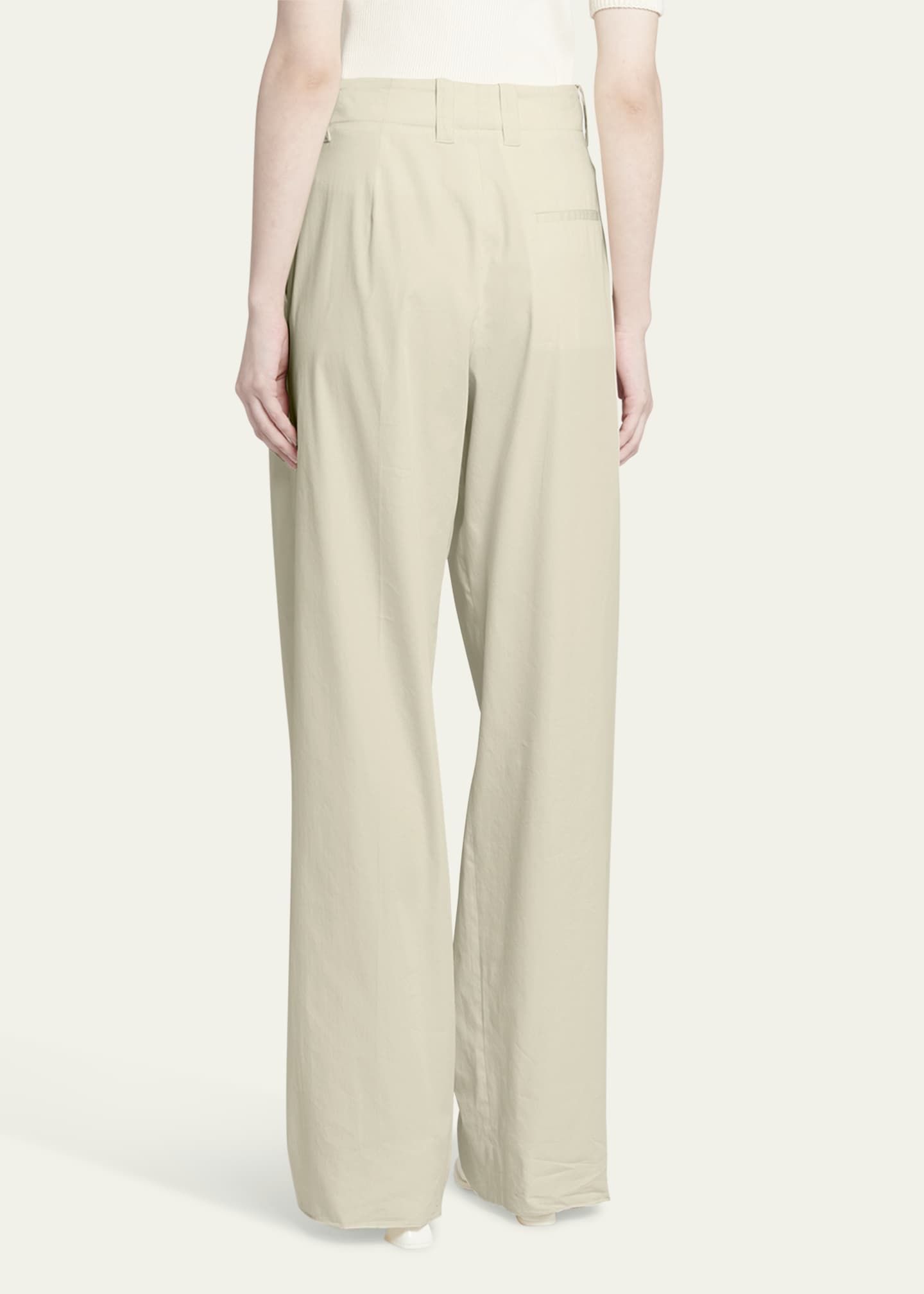Bottega Veneta Pintuck Straight Leg Technical Cotton Trousers Image 3 of 5