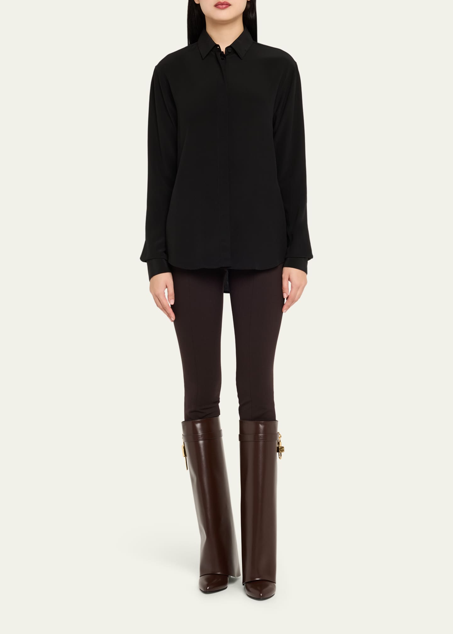 Givenchy 4G Shark Lock Leather Foldover Wedge Boots Image 3 of 6