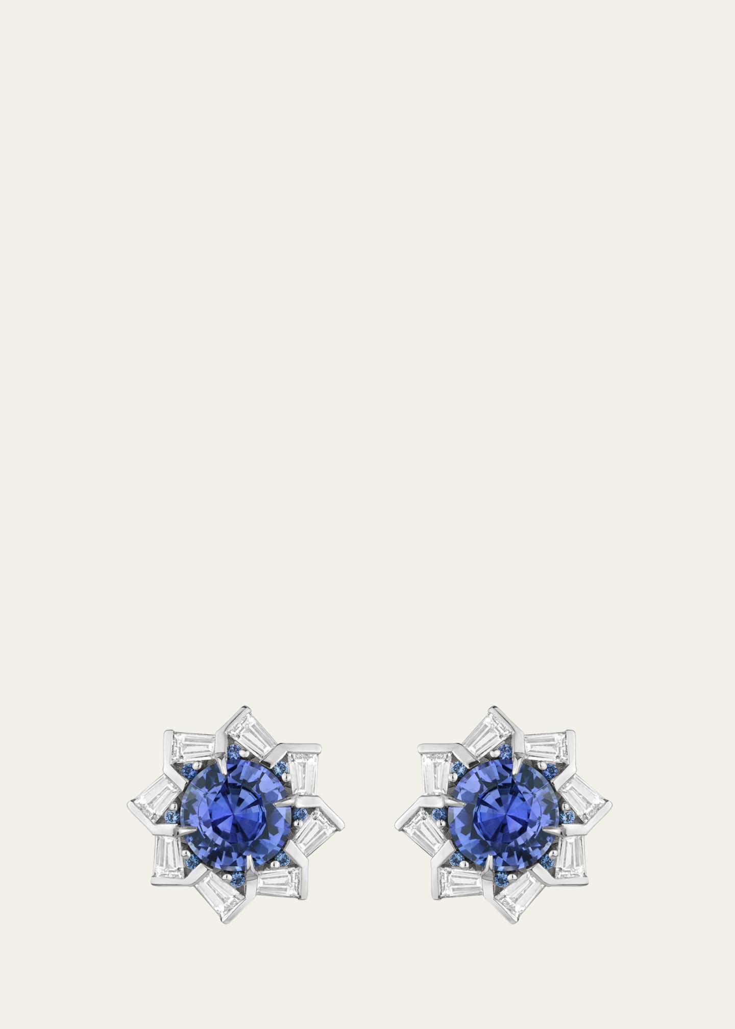 Paul Morelli 18K White Gold Sapphire and Diamond Spinner Stud Earrings