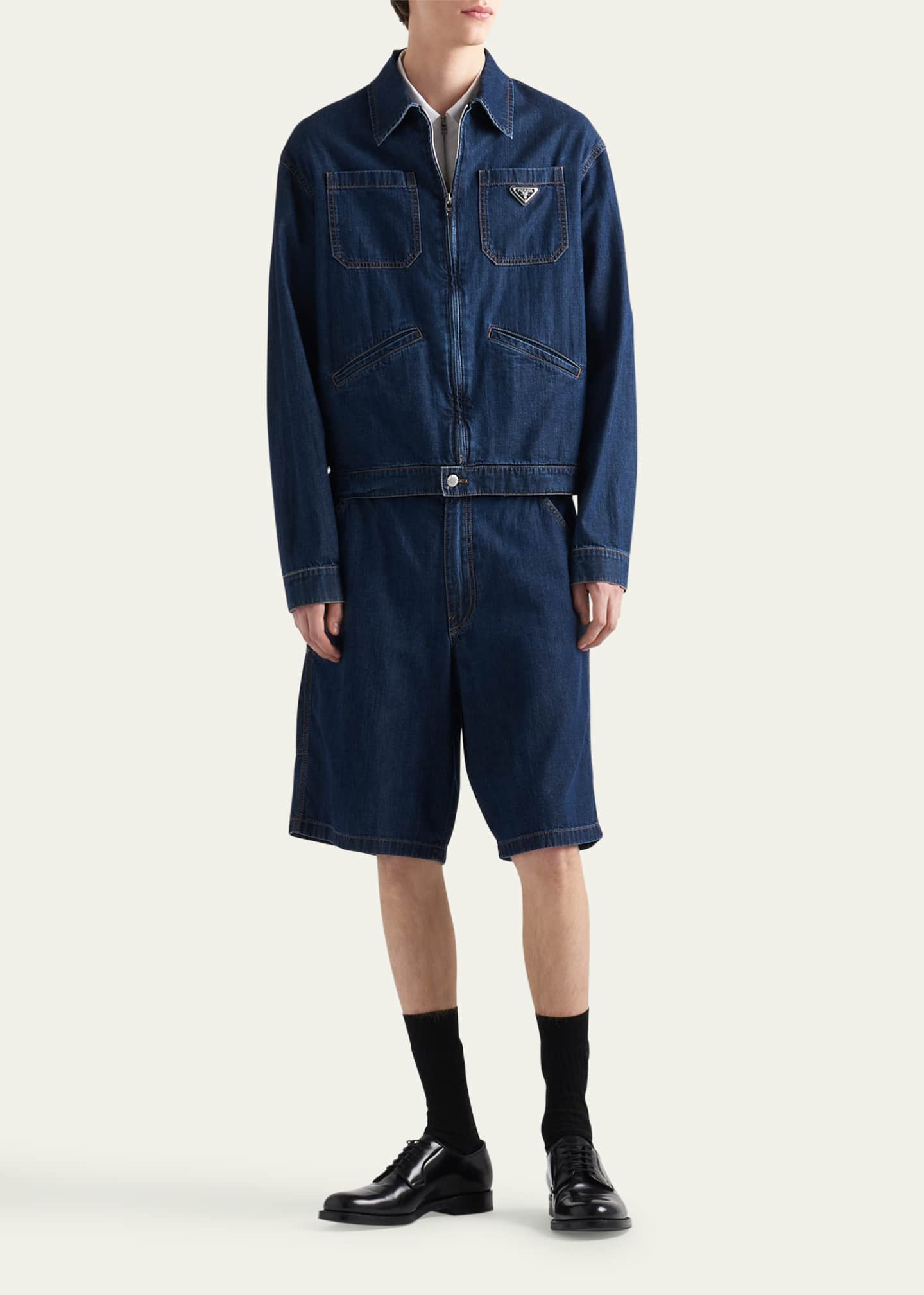 Prada Men's Light Denim Zip Jacket - Bergdorf Goodman